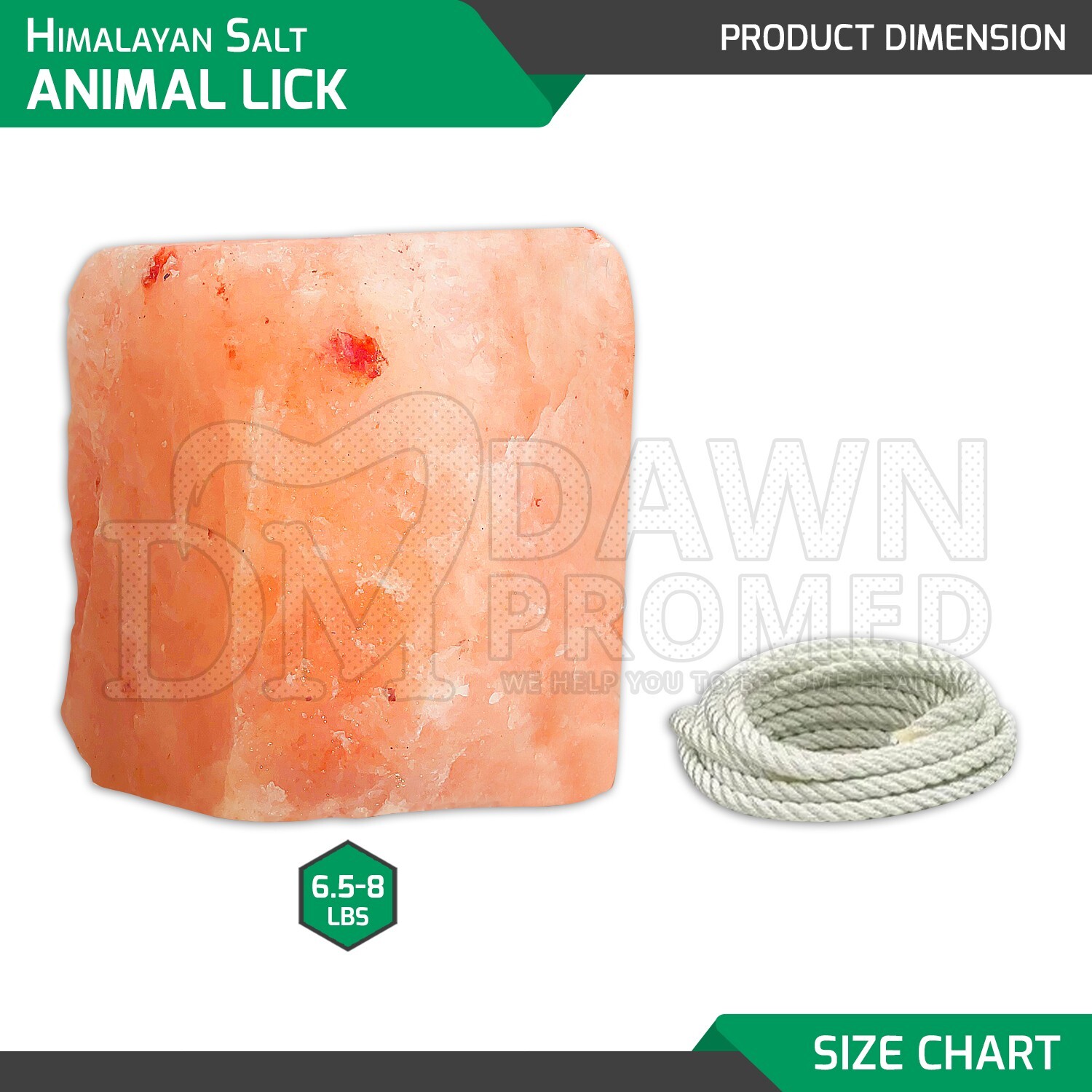Himalayan Salt Lick Block for Animal Wellness 6.5-8 lbs. 100% Natural Pure Salt