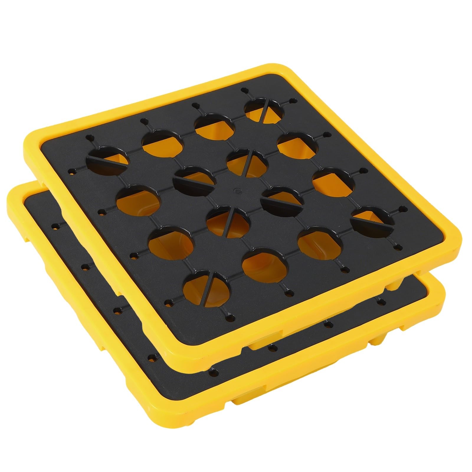 Heavy Duty Spill Containment Pallet 2-Pack Leakproof Detachable Tray Drum Yellow