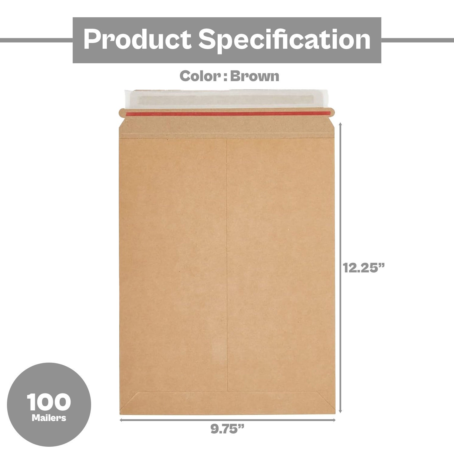 100 – 9.75×12.25 Kraft Rigid Photo Document Mailers Cardboard Envelopes 28 pt.