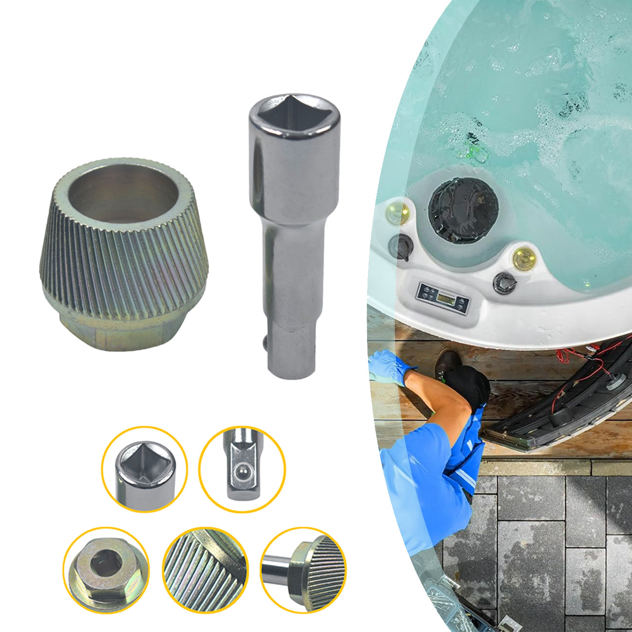 1.5” Tub Drain Extractor with 1/2” Socket Bathtub Remover Colourful Galvanized