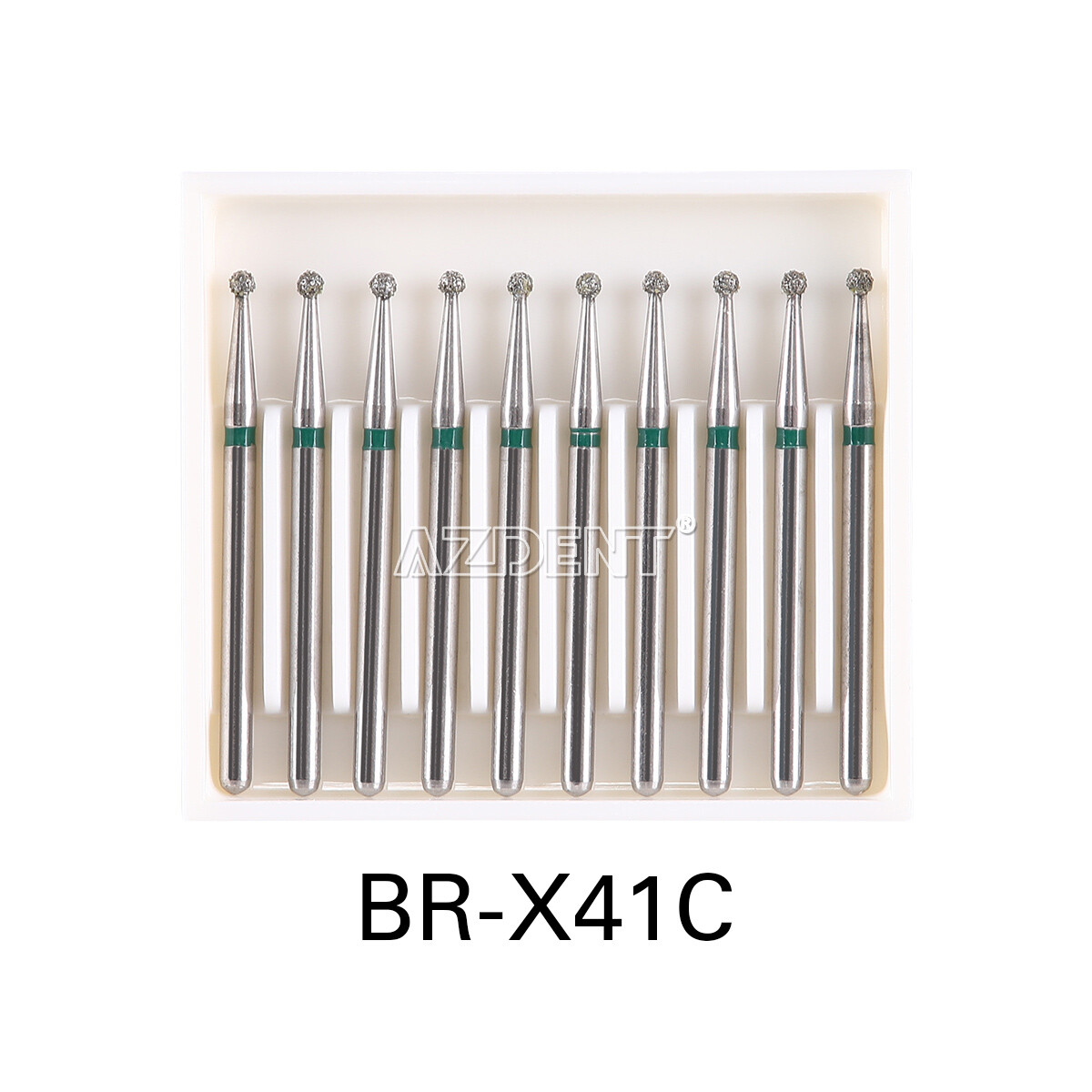 10pcs AZDENT Dental Diamond Burs FG 1.6mm Round Ball for High Speed Handpiece