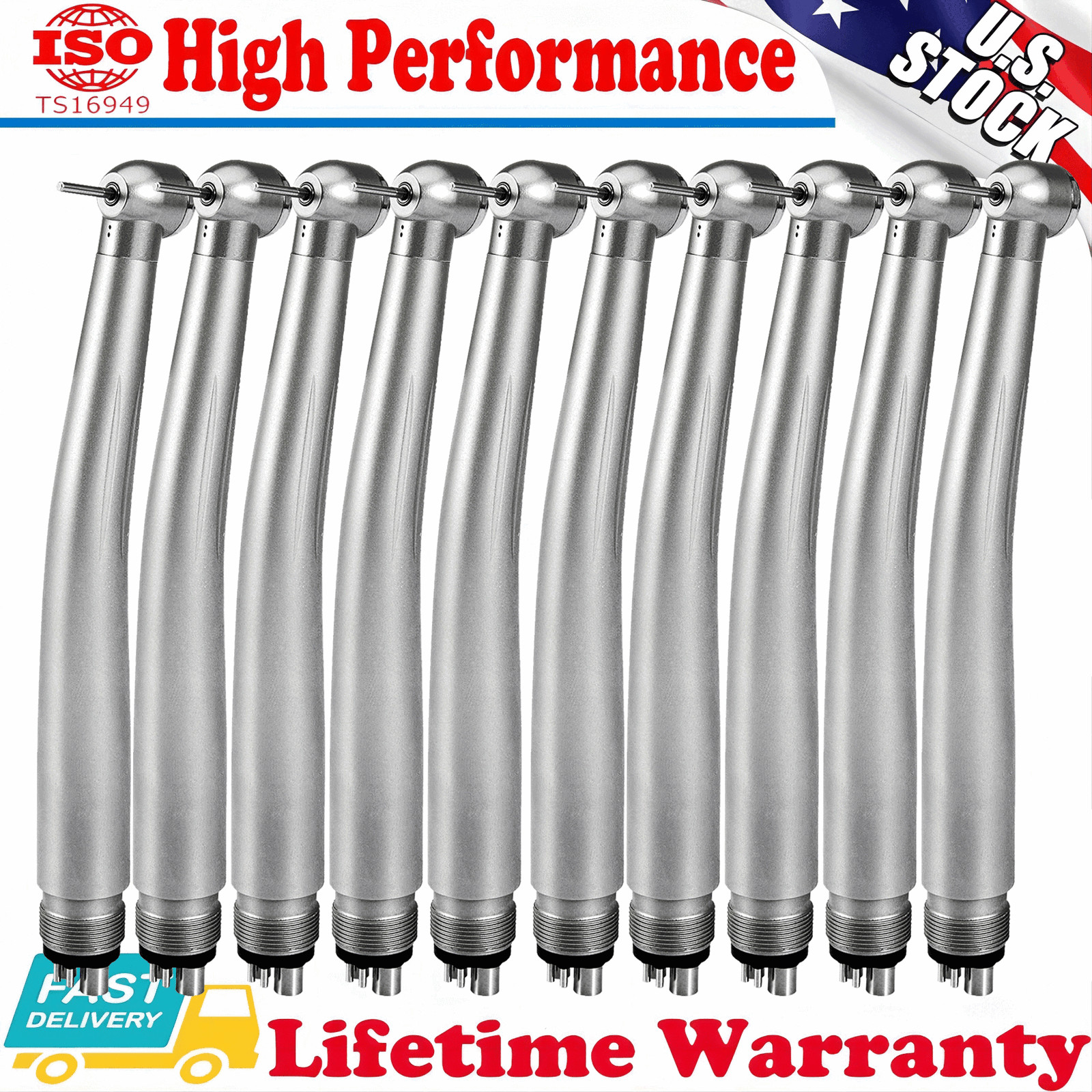10Pack High Dental Speed Handpiece Push Button 4 Hole Fit NSK Pana Max Style USA
