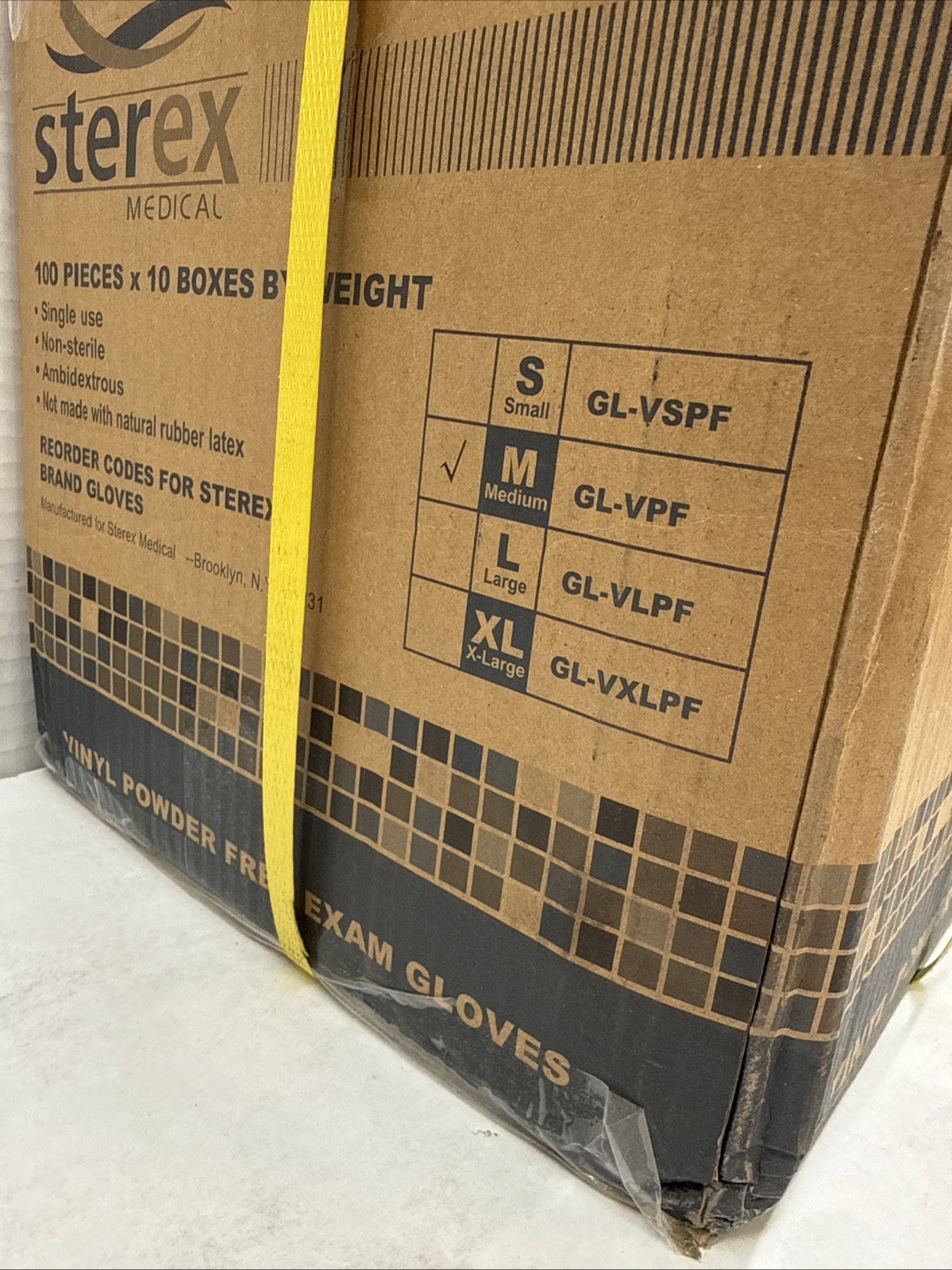 Sterex Vinyl Powder Free Exam Disposable Gloves SZ M Case of 10 Boxes Of 100