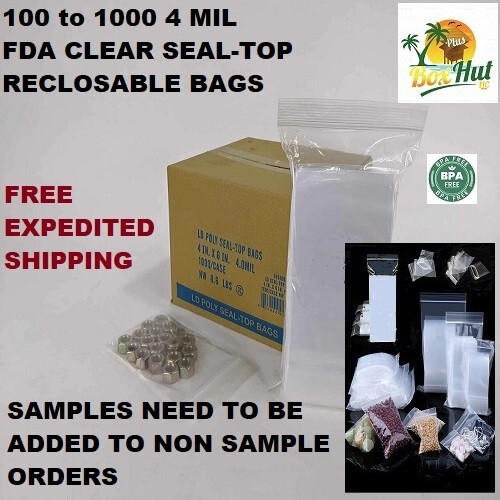 2’x3″ to 3″x5″ Clear Zip-Seal-Top-Lock Reclosable Poly Plastic 4 Mil Bags 4Mil