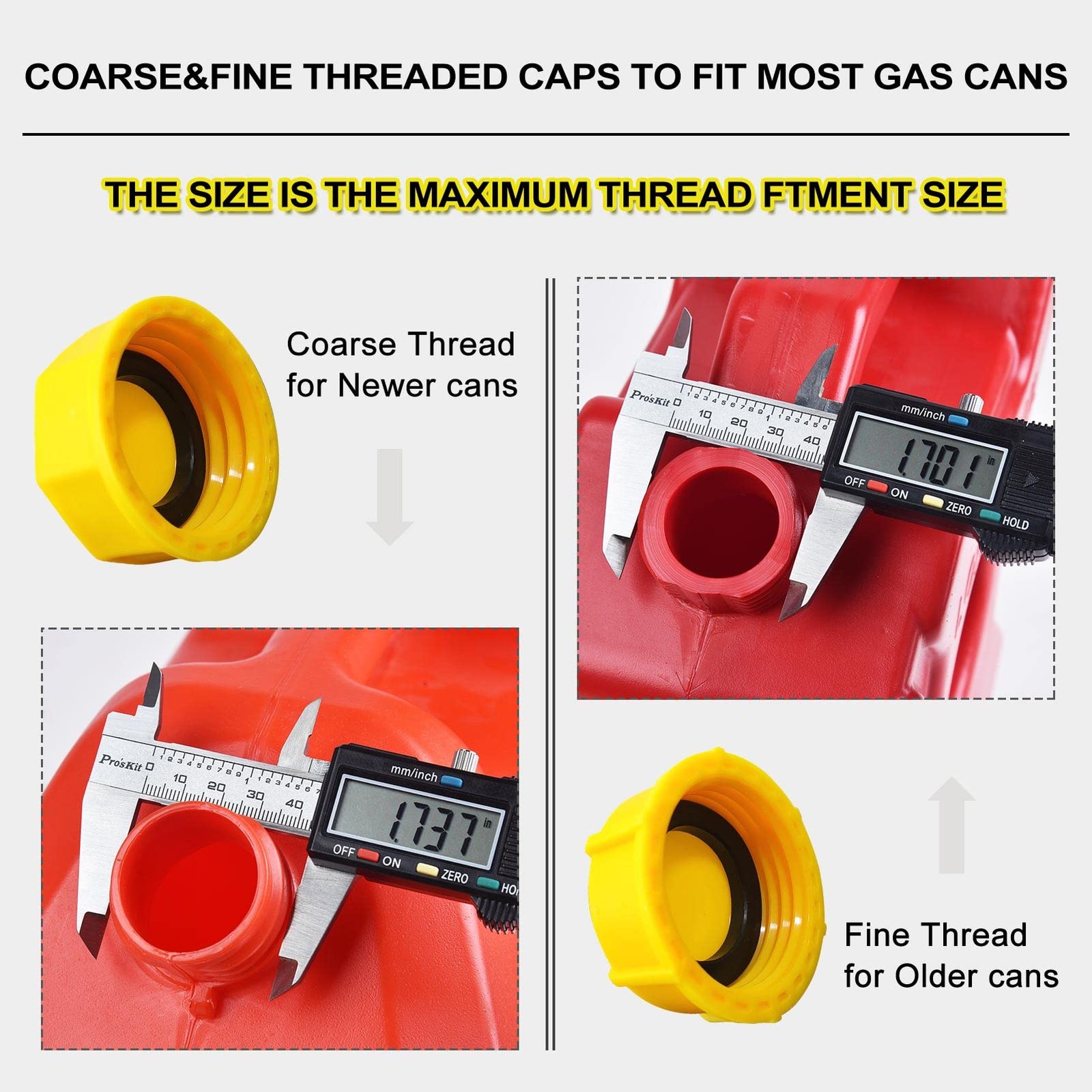 Gas Can Cap, Gas Can Cap Replacement (2+2 kits-Yellow), High Compatibility, F…