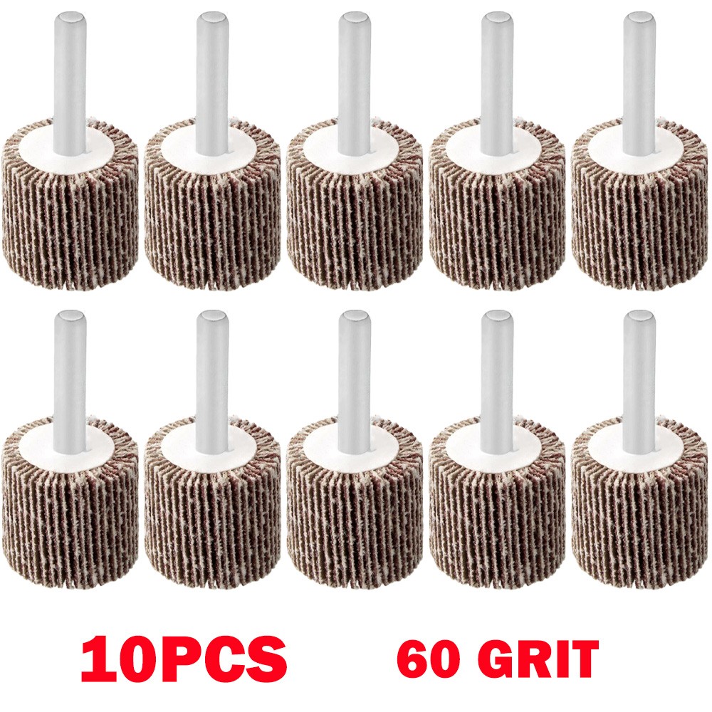 10Pcs 60 Grit Drill Flap Wheel Sander 1x1x1/4″ Flapper Sanding Grinding HOT