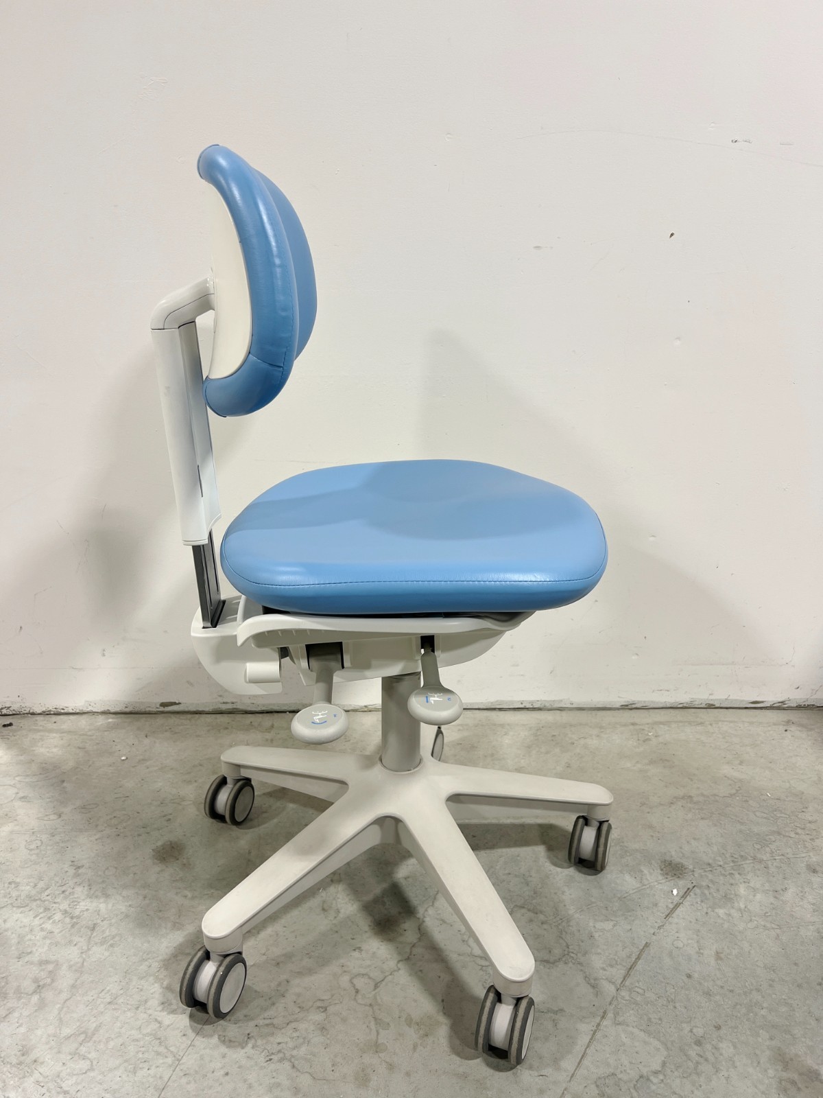 Adec 521 Doctors Stool S/n A12199. NEW Ultra Leather Upholstery Lt Blue