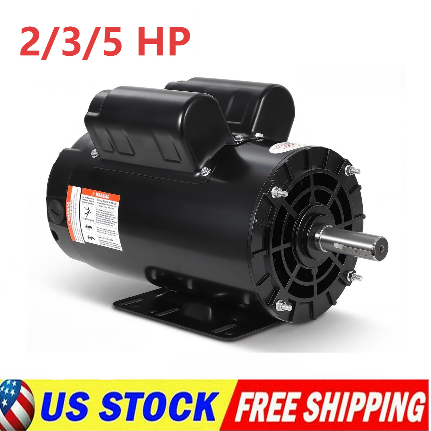 2 / 3 / 5 HP SPL Air Compressor Electric Motor 230V 3450RPM 56 Frame Keyed Shaft