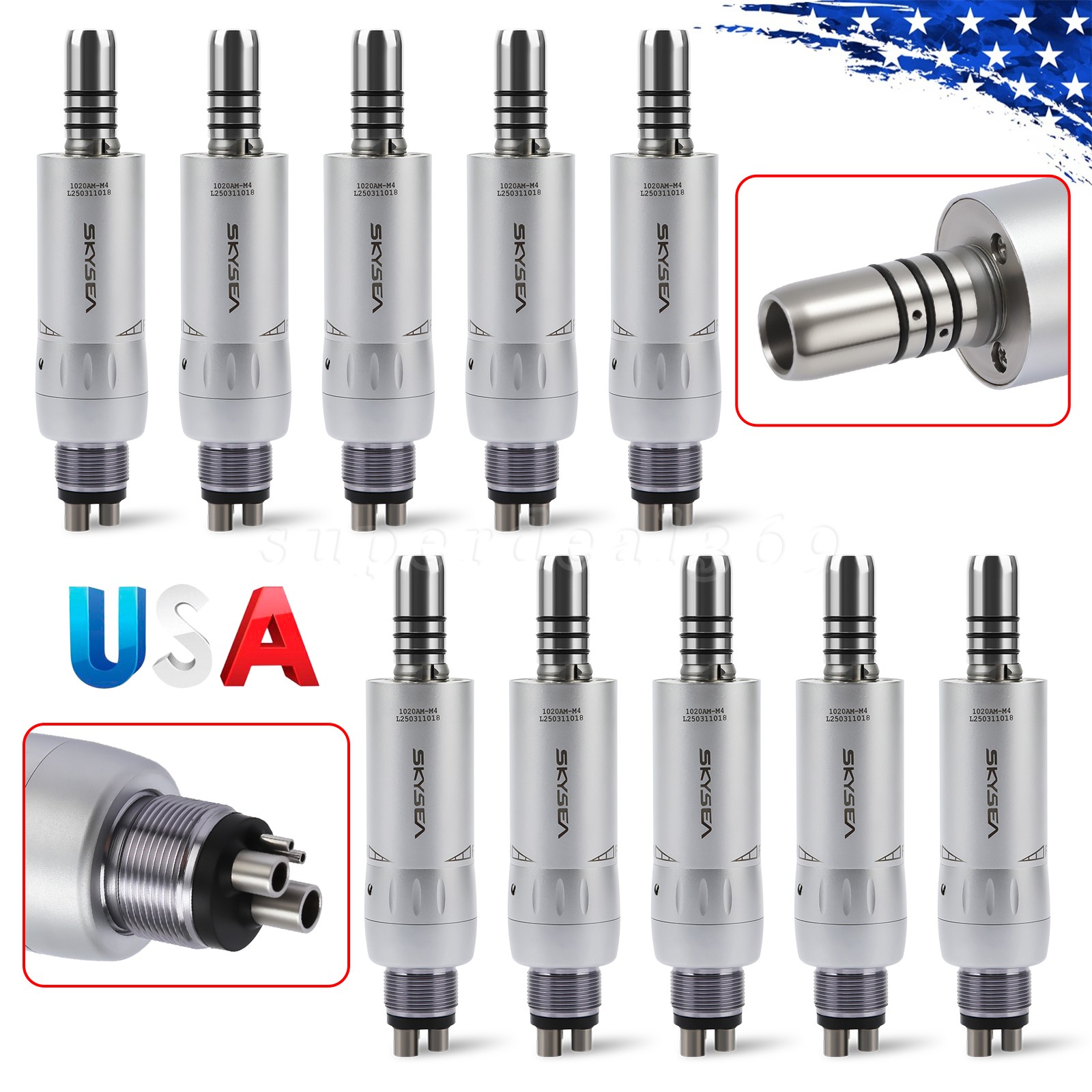 1-10*SKYSEA Dental Low Speed Handpiece Internal E-TYPE Air Motor 4 Hole fit KAVO