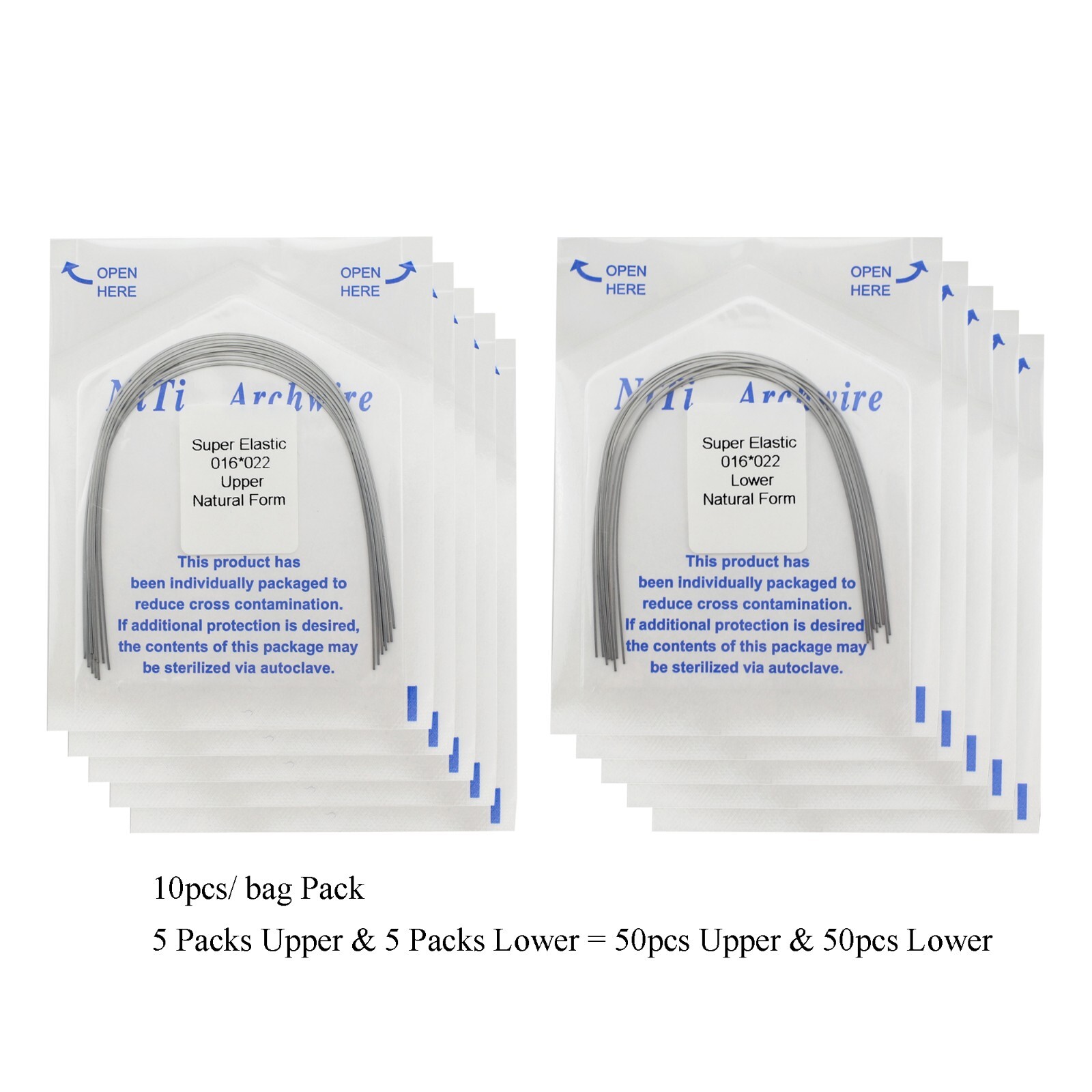 100pc Dental Orthodontic Arch Wires Niti Rectangular Round Natural 1622 012 016