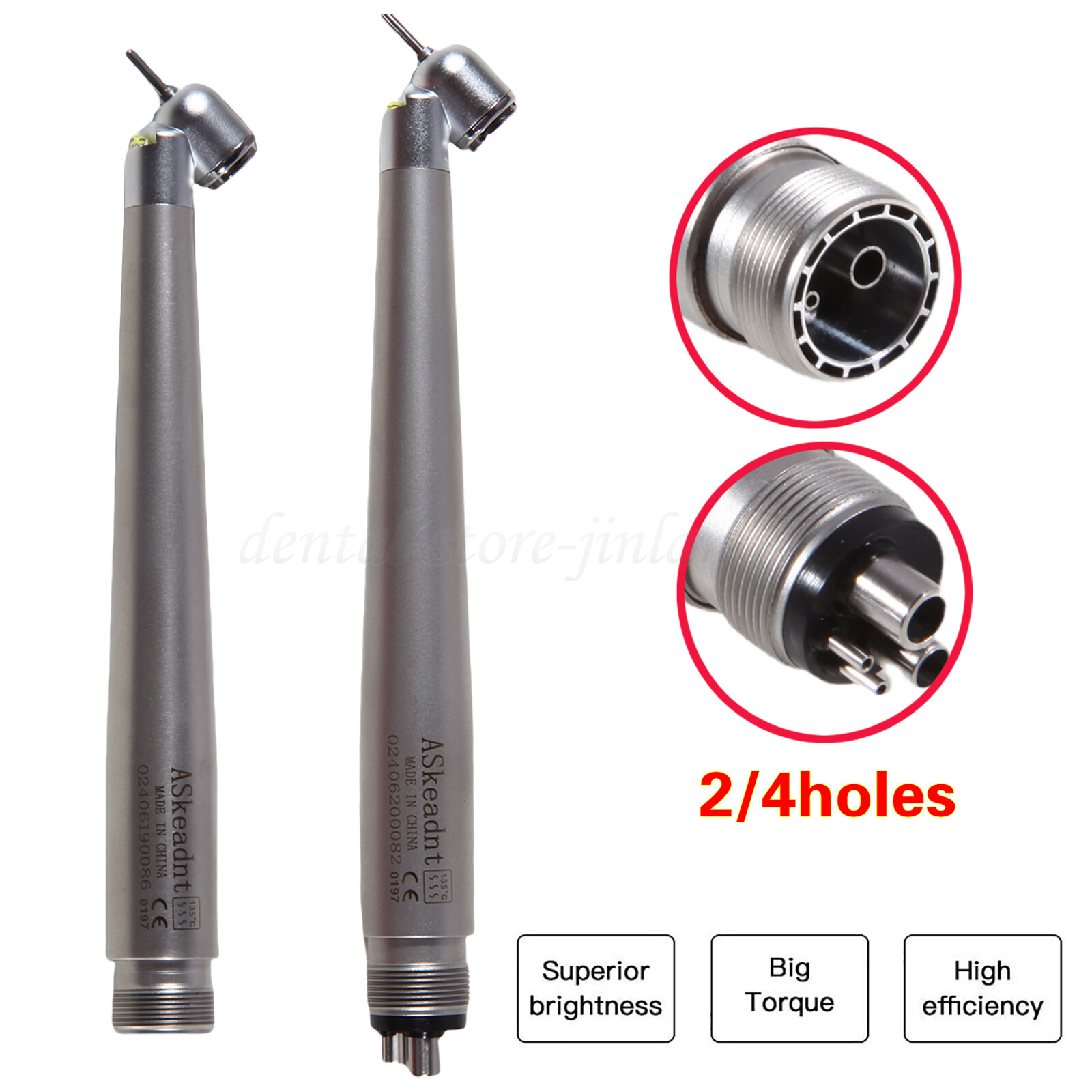 45° LED Light Dental PANA-MAX Push High Speed Handpiece Turbine 4/2H fo