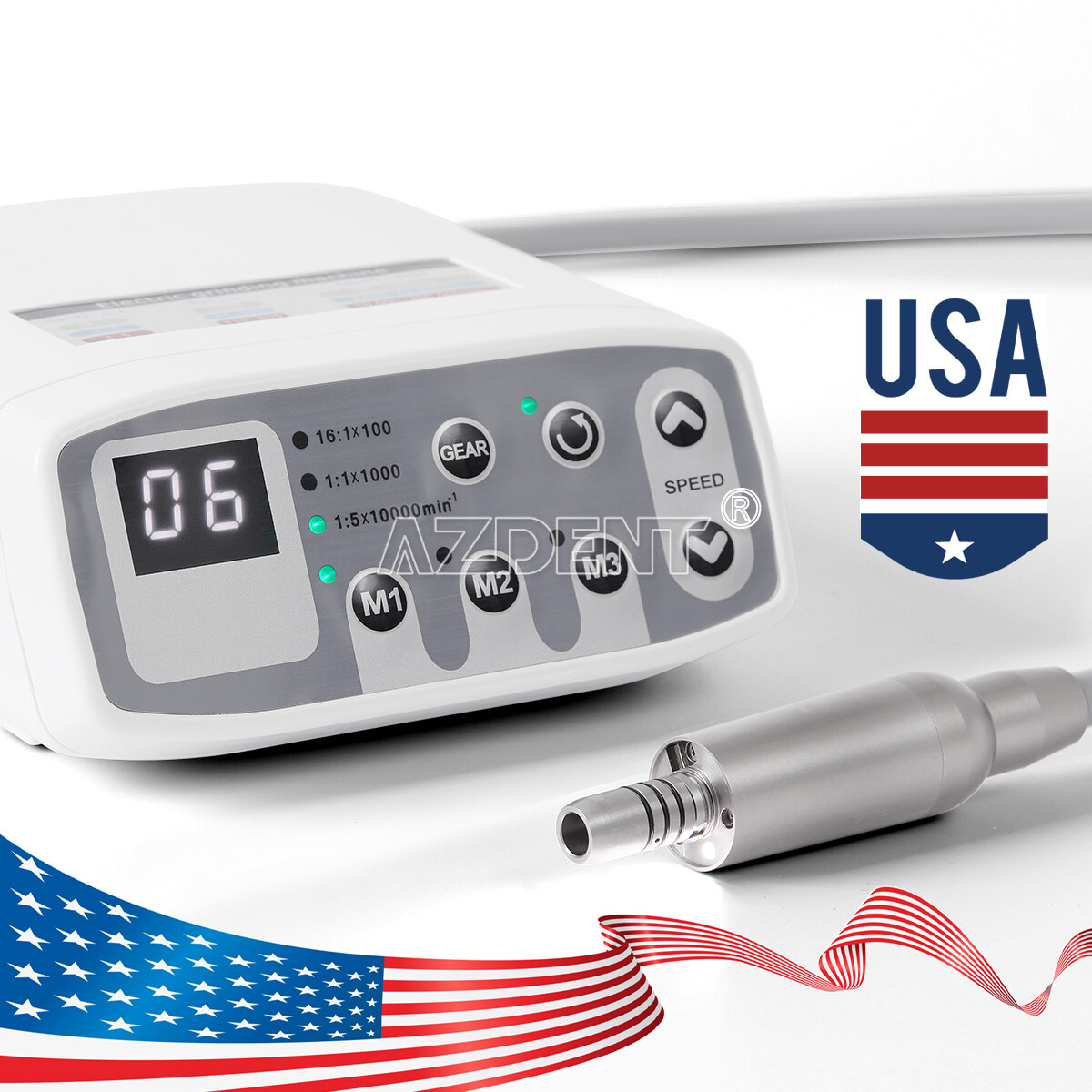 AZDENT Dental LED Electric Brushless Micro Motor / 1:5 LED Handpiece