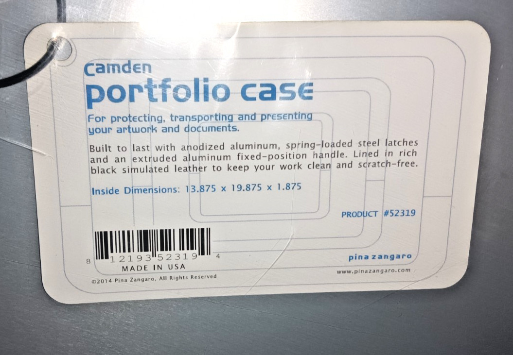 Pina Zangaro Camden portfolio #52319 carry Case 13.875” x 19.875” x 1.875”