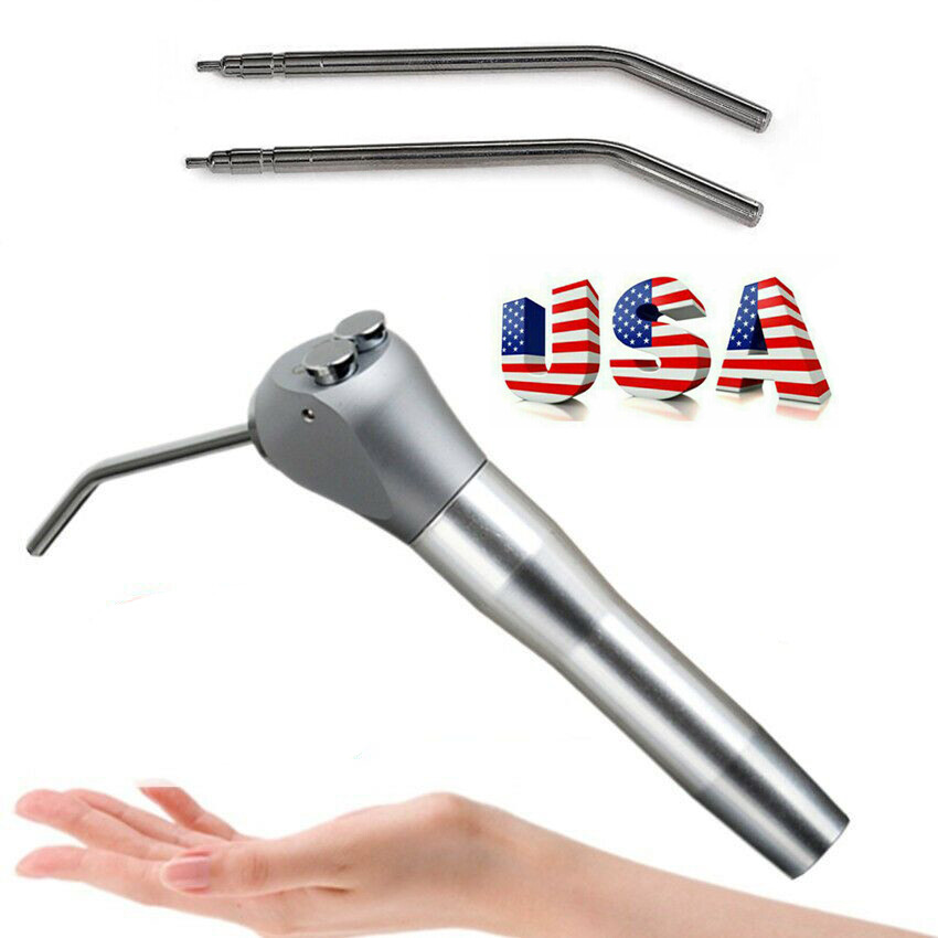 Dental Air Water Syringe Triple Spray 3 Way Handpiece with 2 Nozzles Tips Tubes