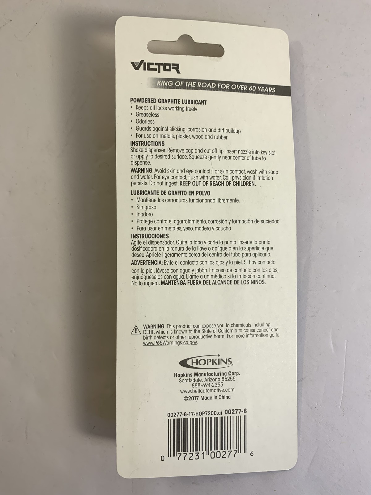 Victor Powdered Graphite Lubricant 00277-8 for Locks Metal Wood Rubber 6.5g