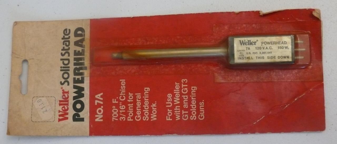 Vintage NOS Weller Solid State 7A Powerhead GT GT3 Solder gun Chisel Point 3/16