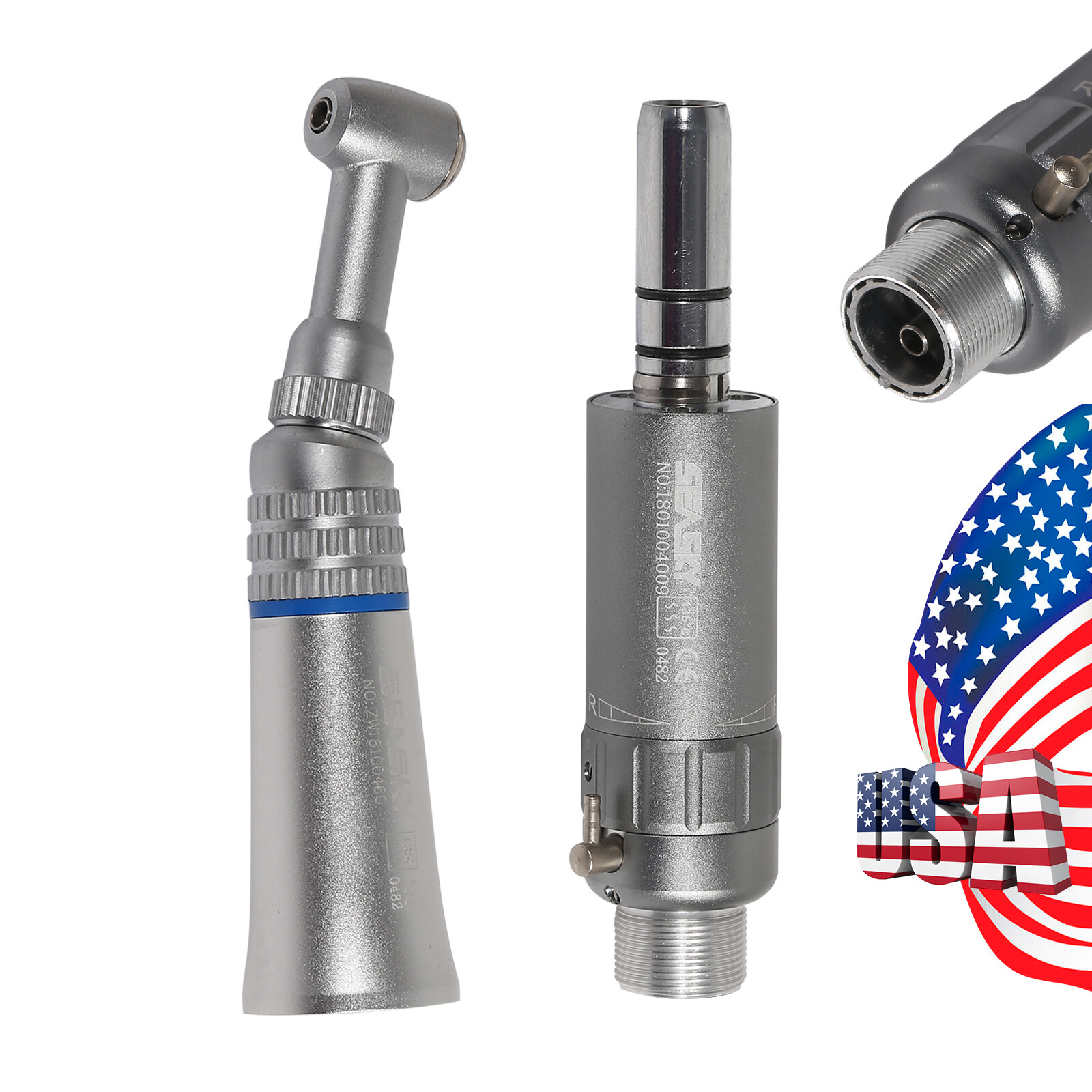 NSK Style Dental Slow Low Speed Contra Angle Straight Air Motor Handpiece 4 Hole