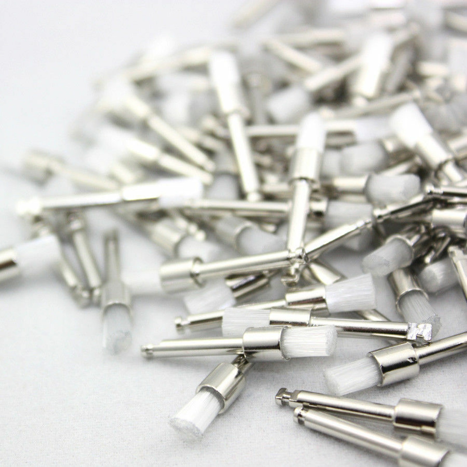 Dental White Nylon Polishing Flat Latch Polisher Prophy Brush Disposable 100 Pcs