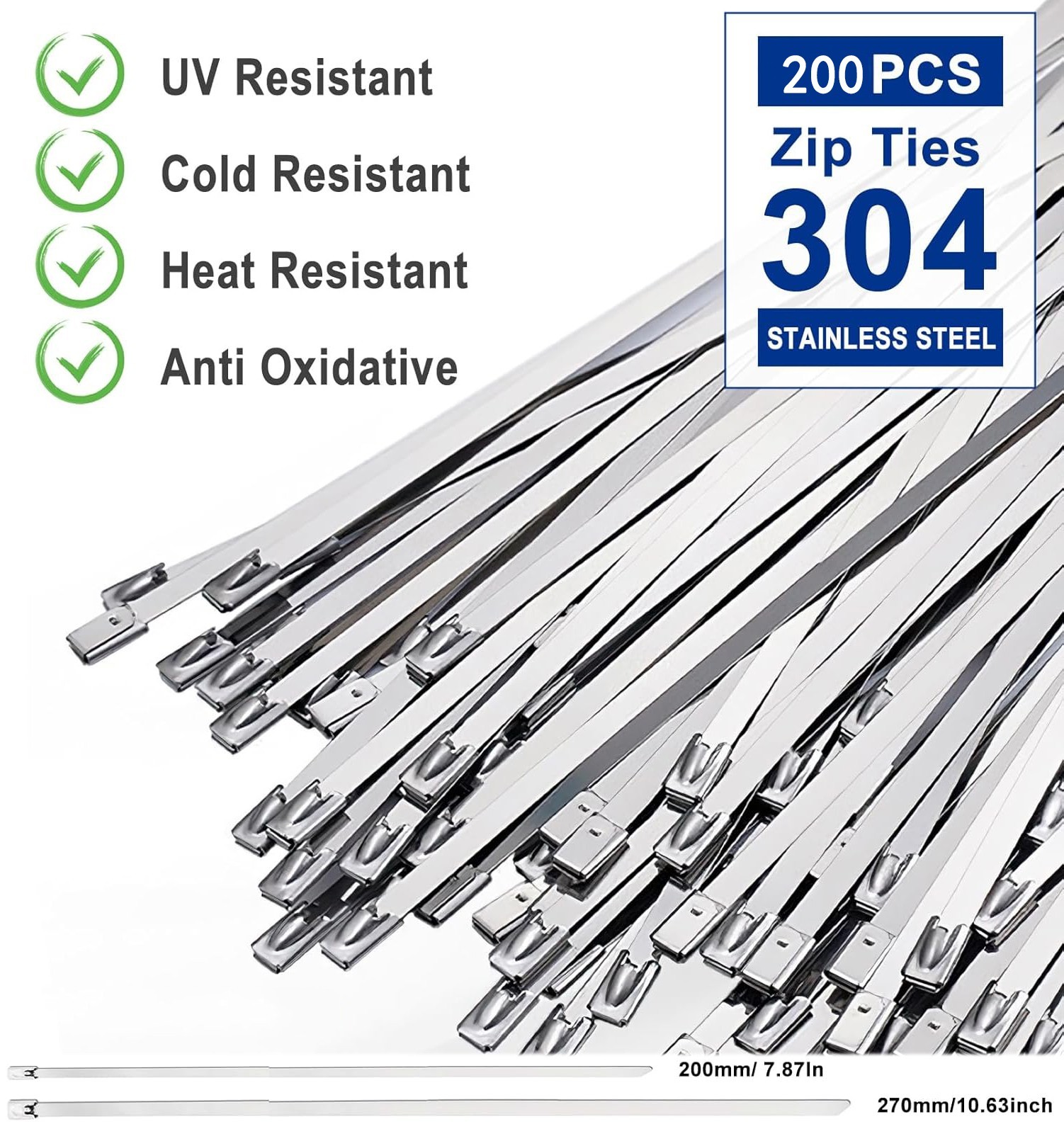 Stainless Steel Zip Ties Gun Kit,Heavy Duty Outdoor Fastening Cable Tie Tool Set