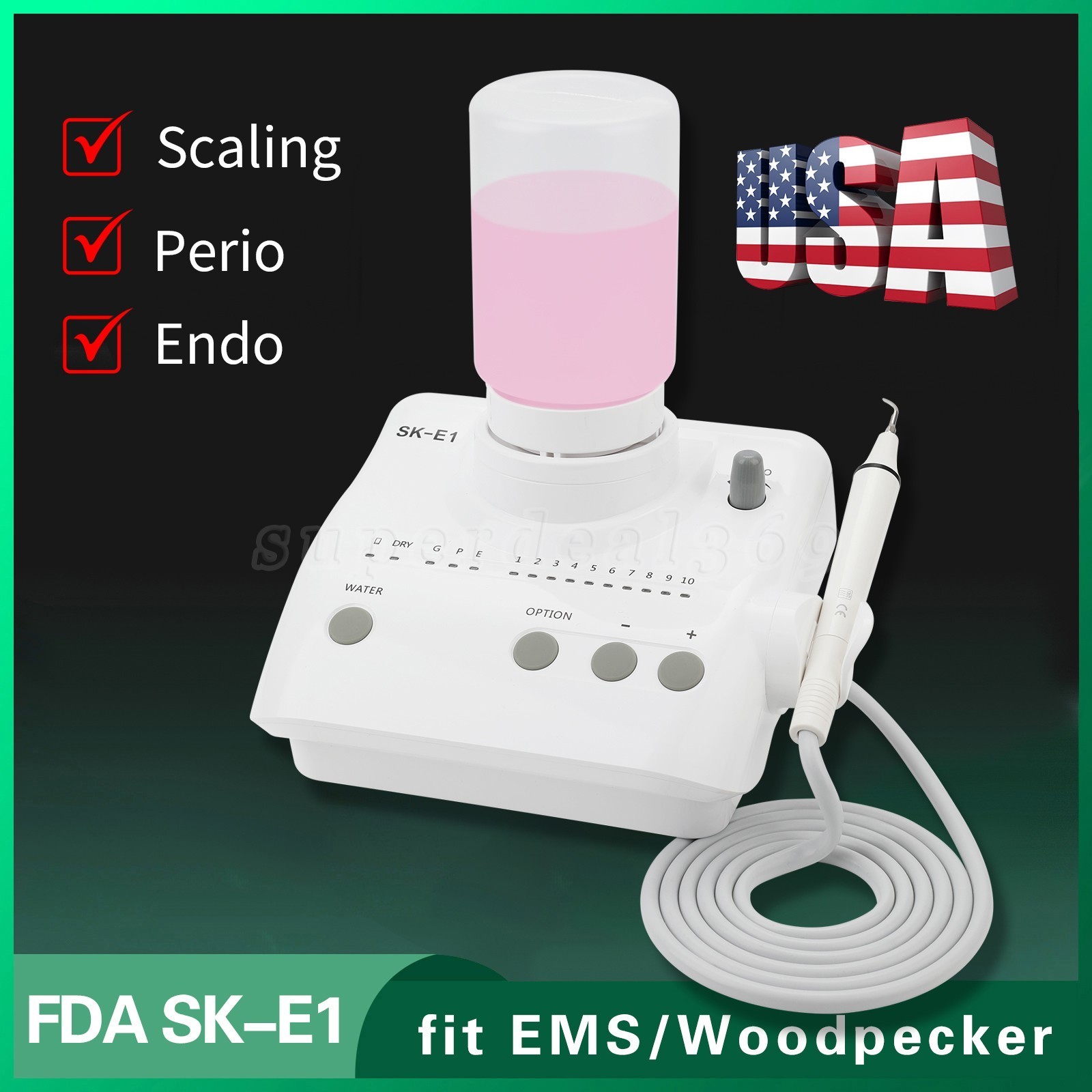 Auto Water Supply Dental Portable Ultrasonic Piezo Scaler fit Cavitron EMS CE