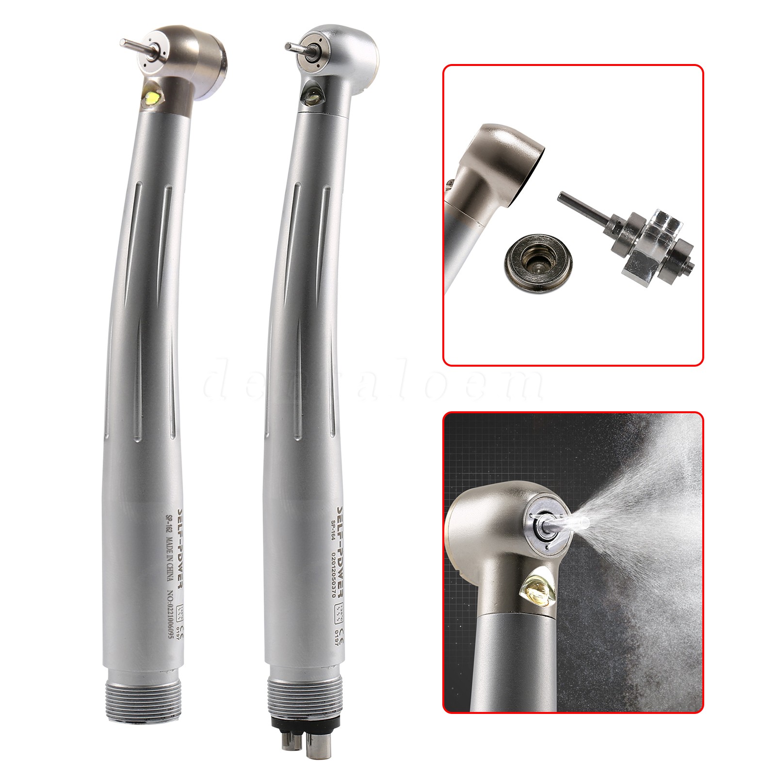 Dental LED E-generator Fiber Optic High Speed Handpiece 2 4Hole Fit FG1.6mm Burs