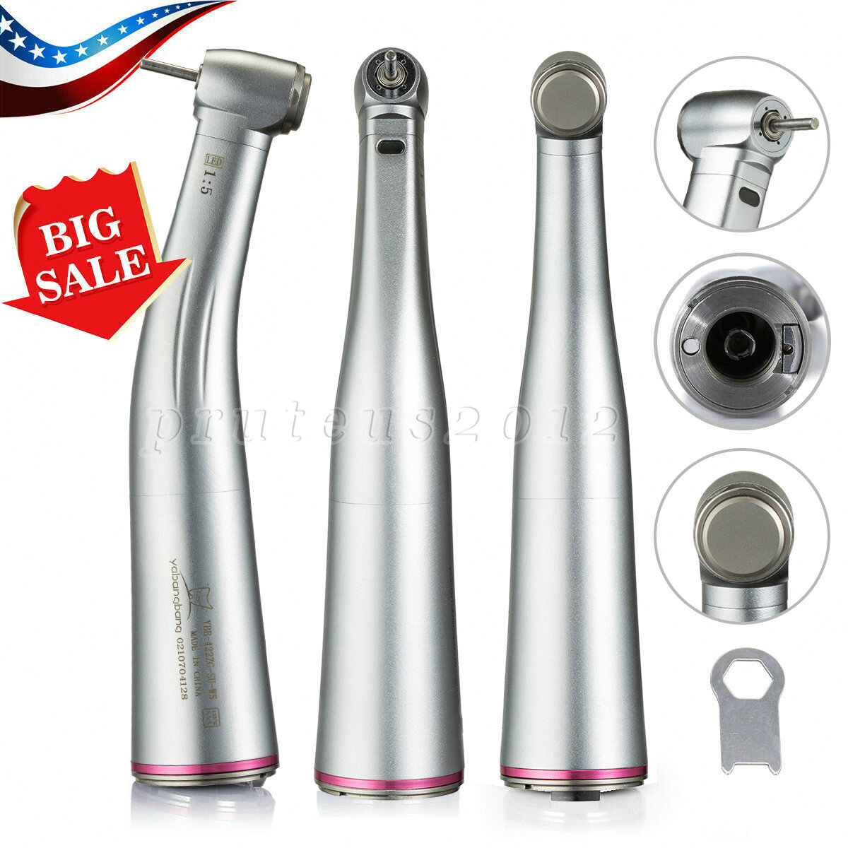 Dental Internal water spray 1:5 Increasing LED Optic Fiber Contra Angle US STOCK