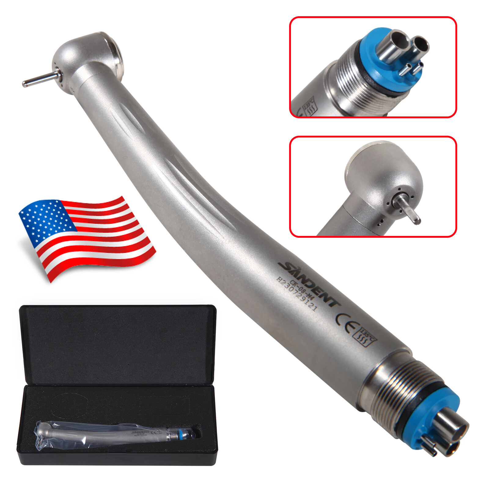 10pcs Dental High Speed Handpiece 4Hole Ceramic Rotor Standard head Single Spray