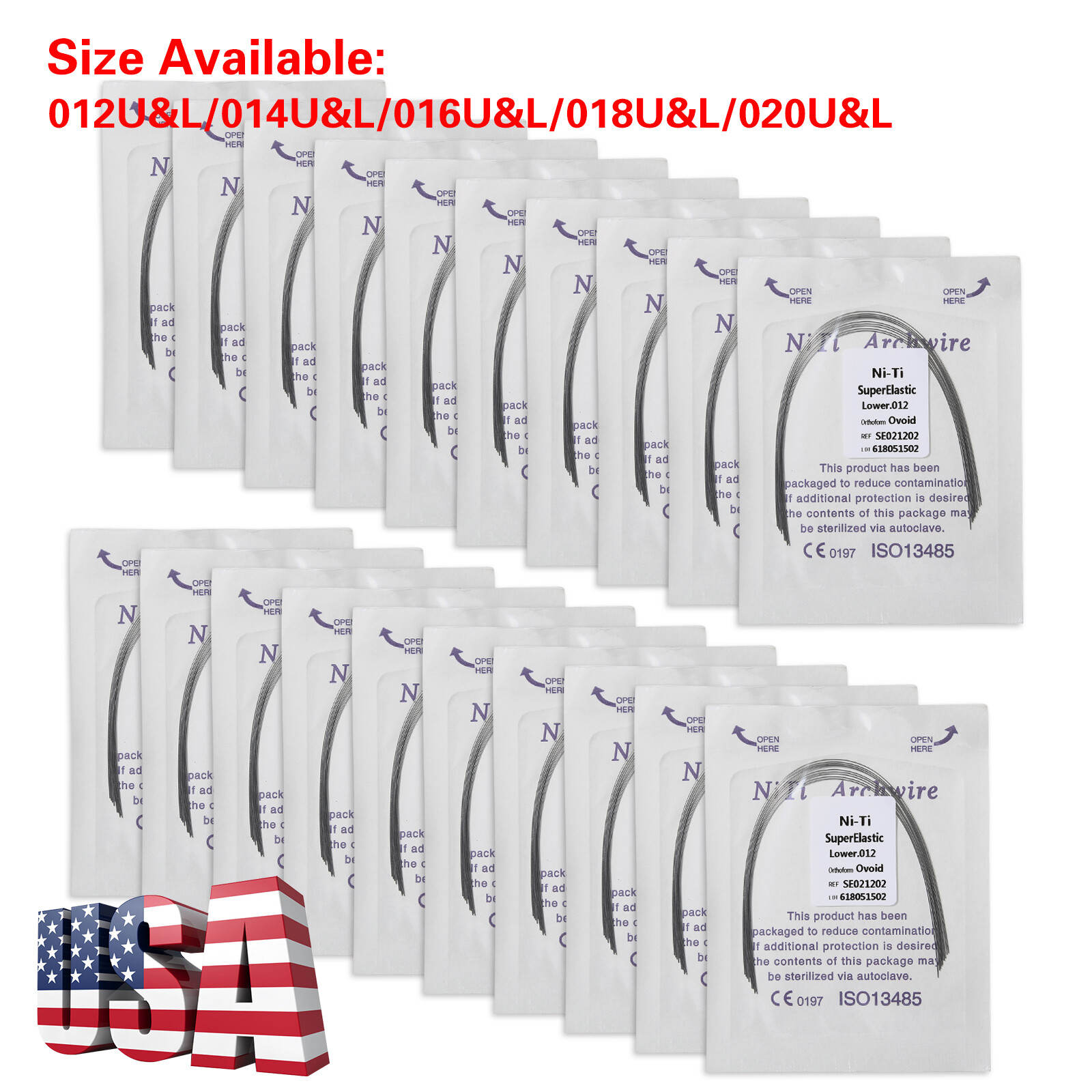 100pcs 10packs Dental Orthodontic Super Elastic Niti Arch Wire Round Ovoid Form