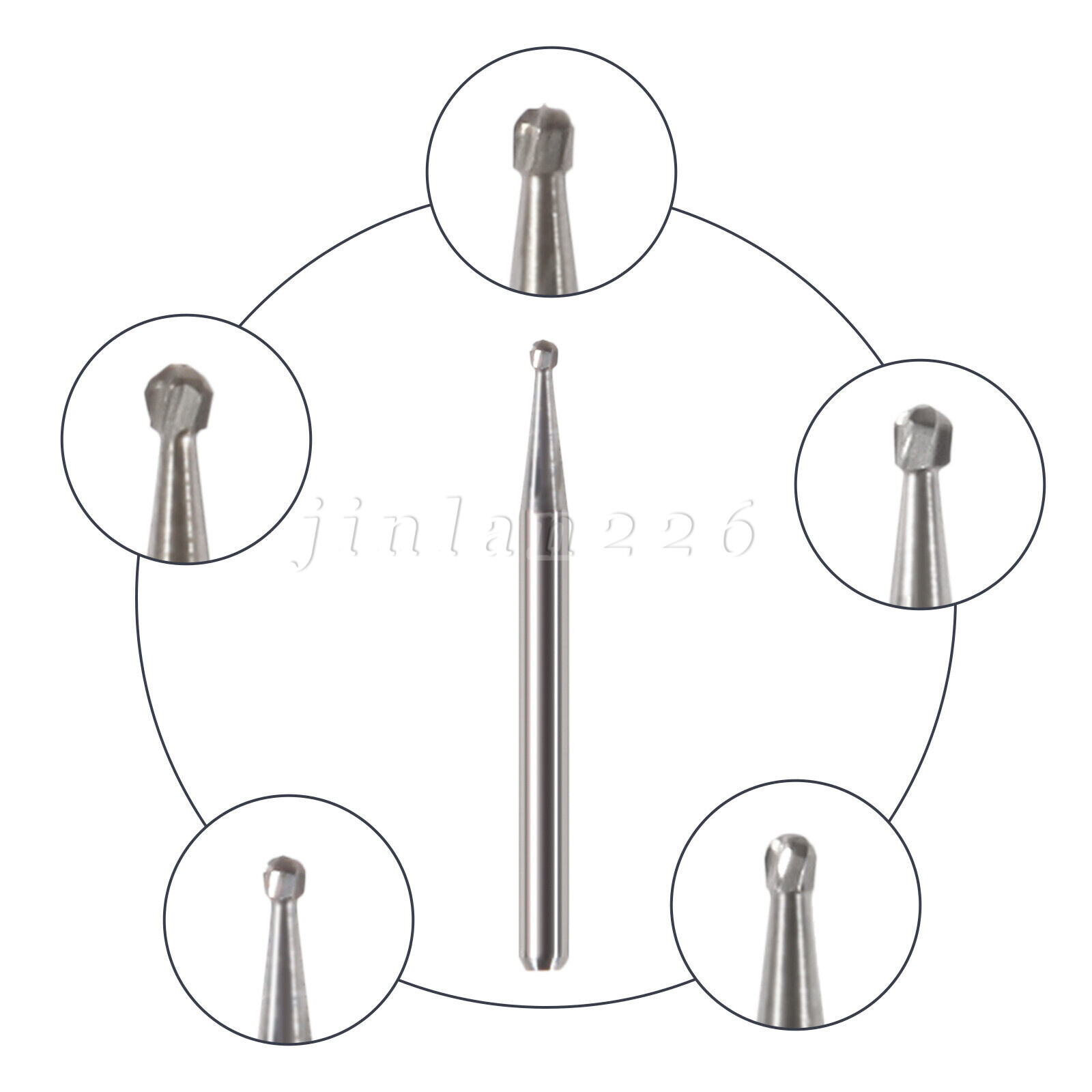 Dental Carbide Burs FG #1-5 557 Round for High Speed Handpiece 10 per package