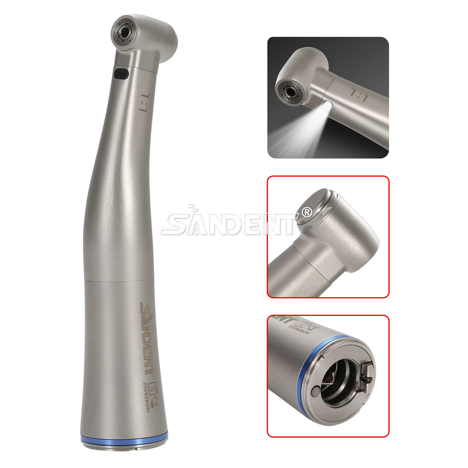 Dental 1:1 Fiber Optic LED Contra Angle Handpiece 4 Spray Push Button fit NSK po