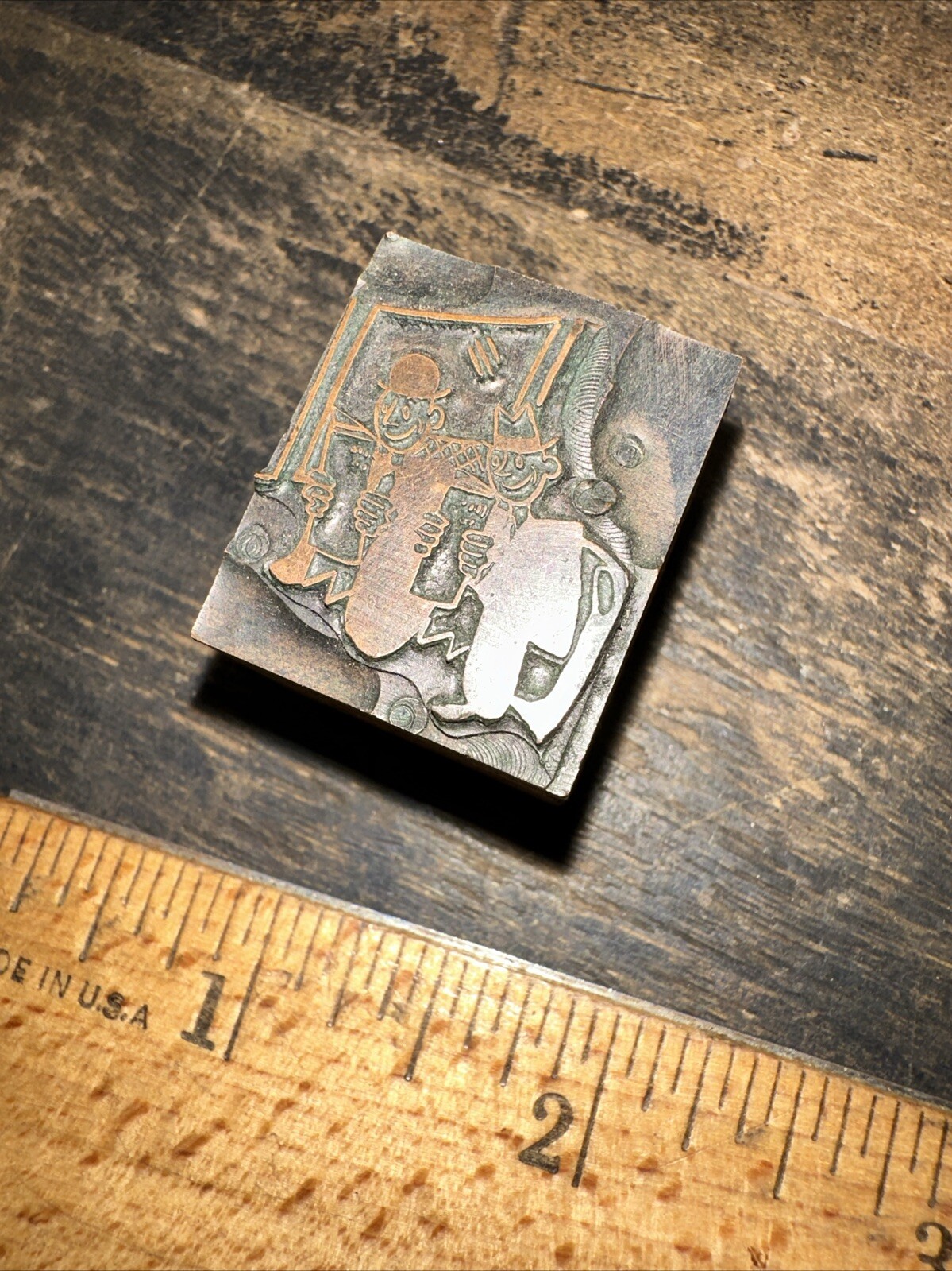 Print Block ( 2 Smiling Men ) Copper Face Printing Block