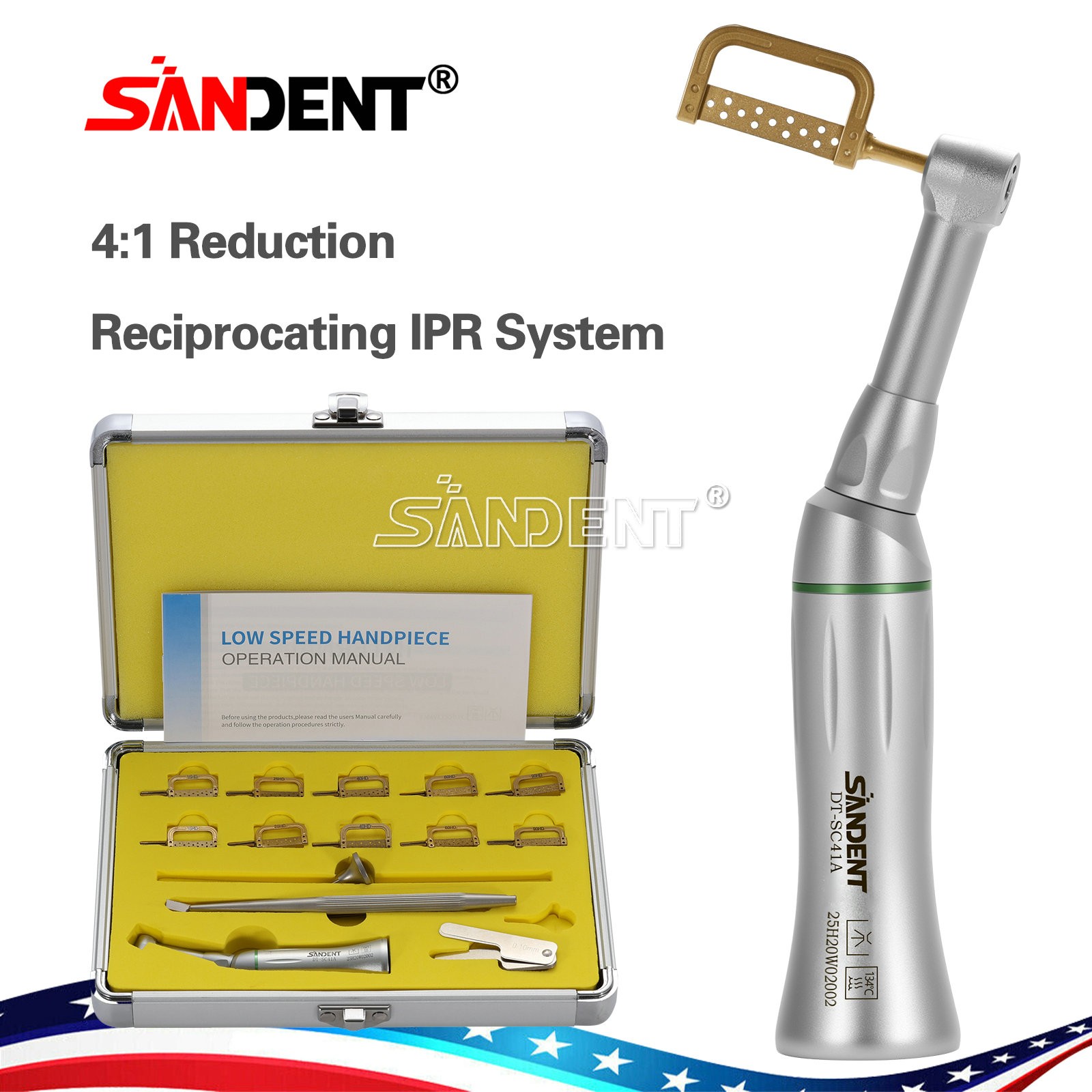 1-10Pcs Dental Ortho 4:1 Contra Angle Handpiece Interproximal Strip IPR Kit