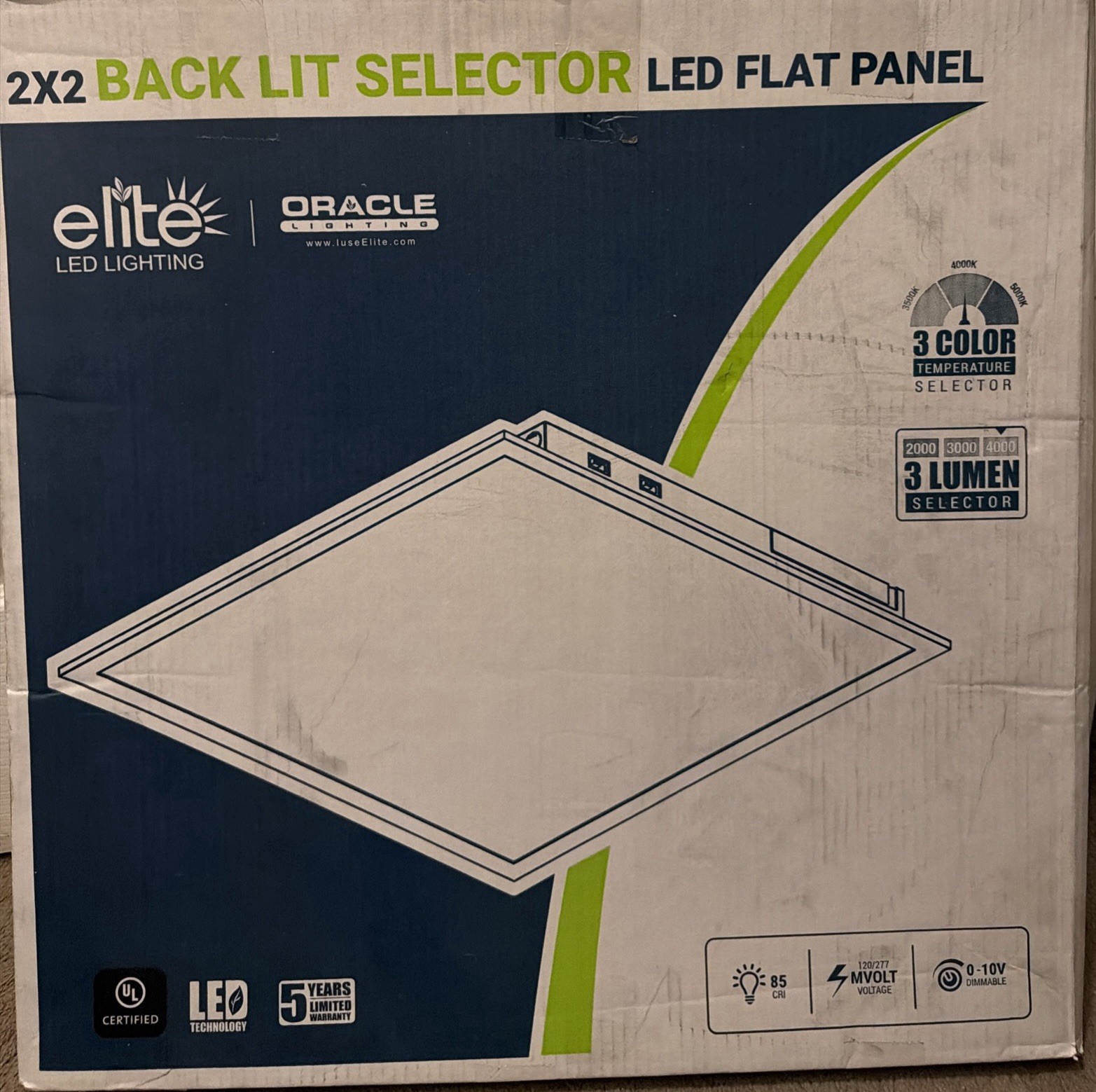 2×2 LED Flat Panel Light 2000-4000 Lumens Dim10 MVOLT 3500k 4000K 5000K | Elite