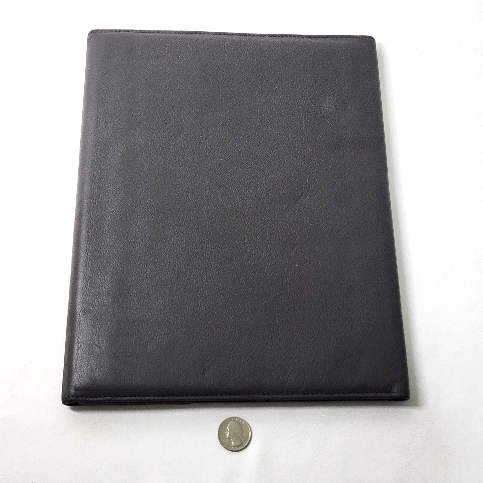 Poltrona Frau Leather Portfolio Dark Gray Snap Flap Close for 8.5 x 11 Notepad
