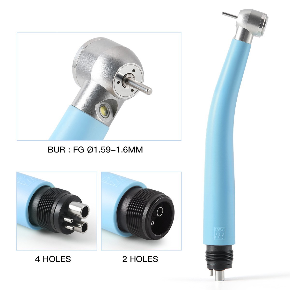 USA Dental LED E-generator High Speed Handpiece 3 Way Spray Push Button 2/4Holes