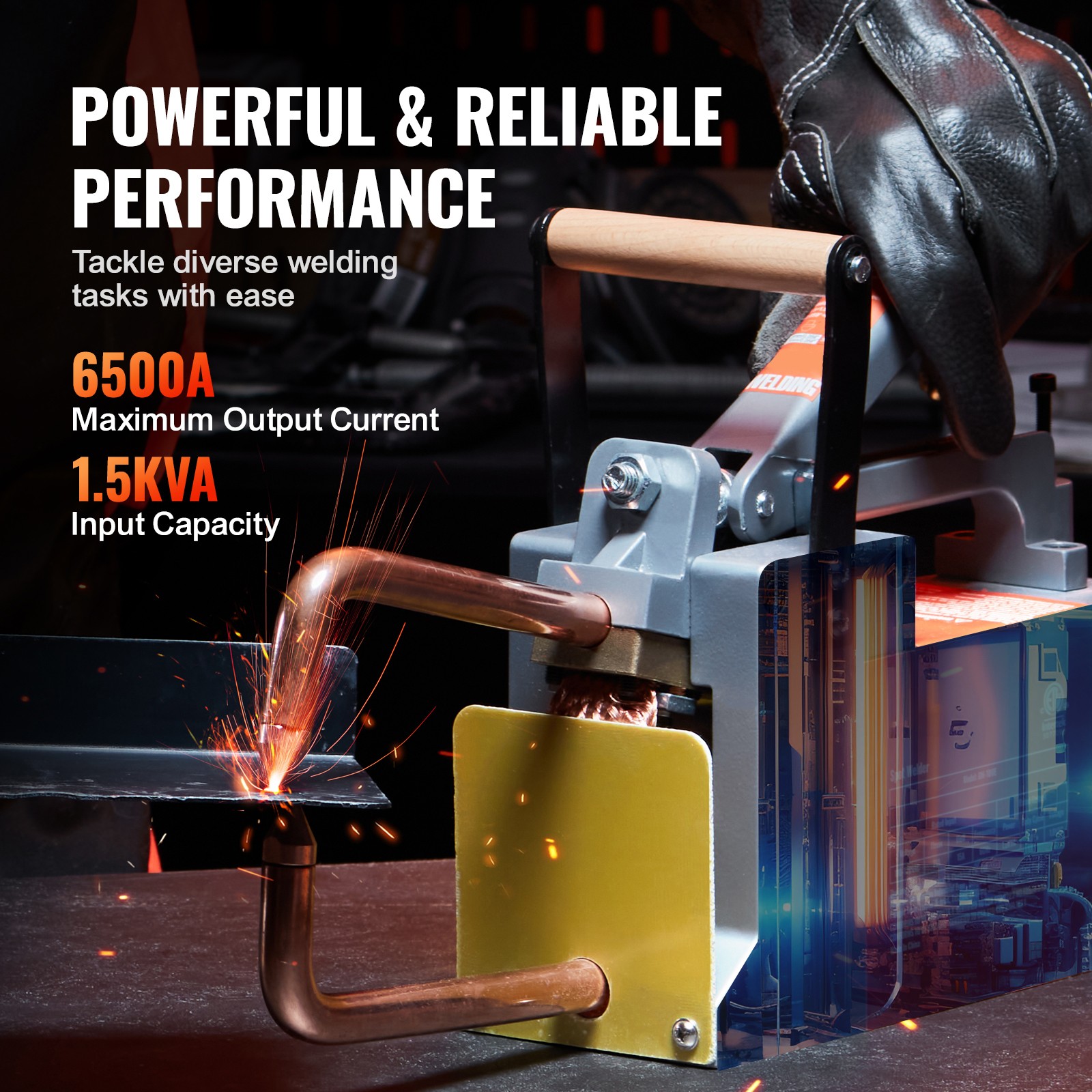 VEVOR Portable Spot Welder 1/8-inch Thick Spot Welder with 1.5KVA Input Capacity