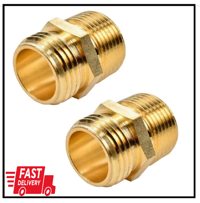 2 Pack 3/4″ GHT to 3/4″ NPT Male Connector, Brass Garden Hose Fitting, Male Hose