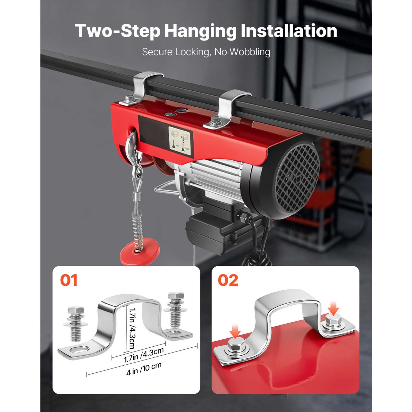 Electric Hoist 1320lbs Crane Winch with Wired Remote Control 1150W 110V