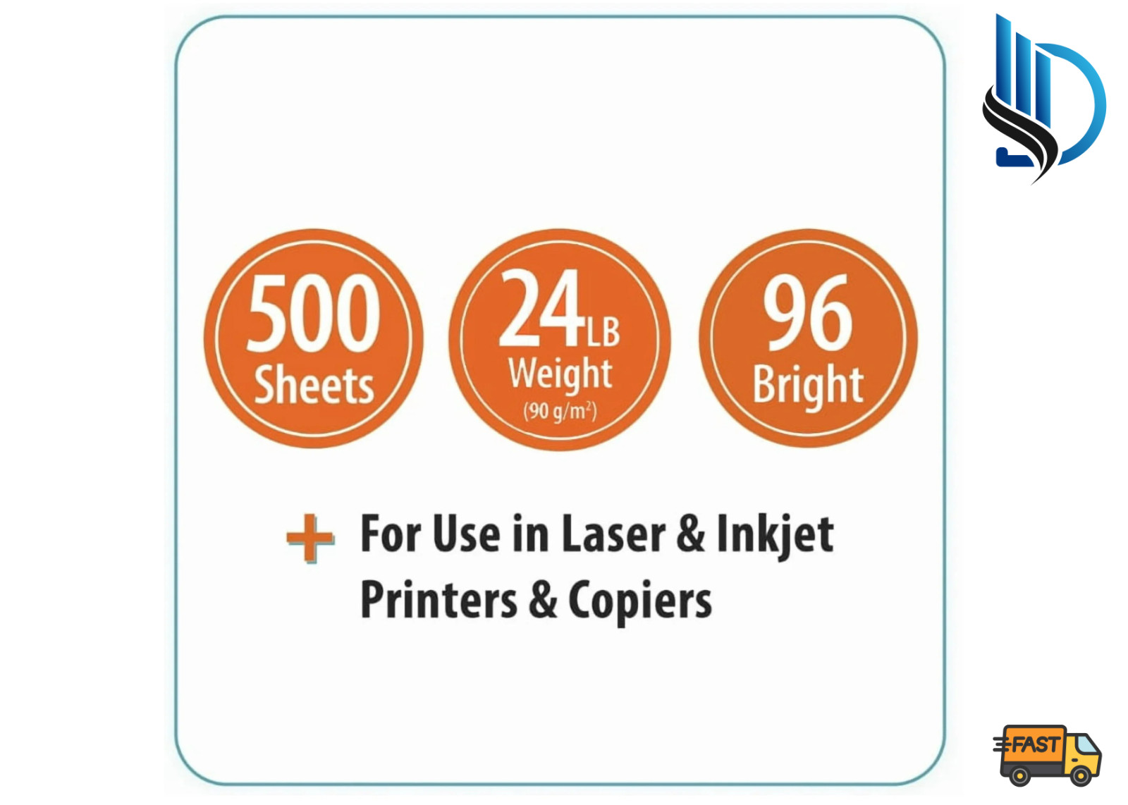 Premium Bright Paper, 8.5″ X 11″, 96 Bright, White, 24 Lb., 1 Ream (50