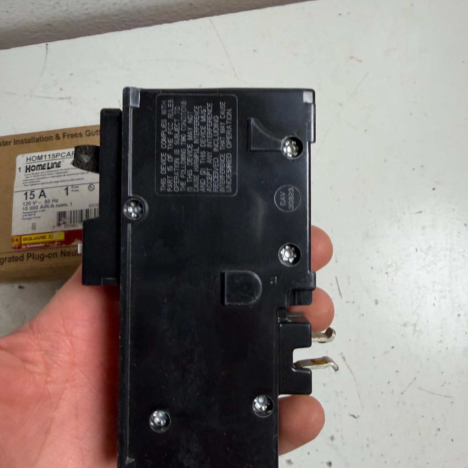 Square D HOM115PCAFI Black 15A Single-Pole HOM Series Miniature Circuit Breaker