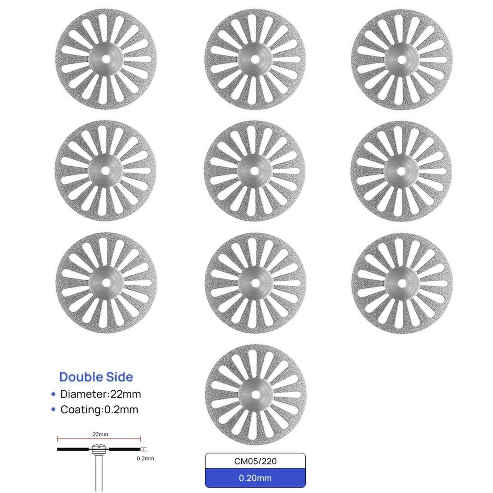 Dental Lab Diamond Wheel Disc Ultra-thin Double Side Grit Disk Cutting Tool 22mm