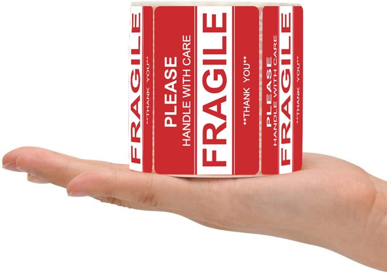 10000 Fragile Stickers 2×3 Handle with Care Thank You Mail Labels 500/Roll