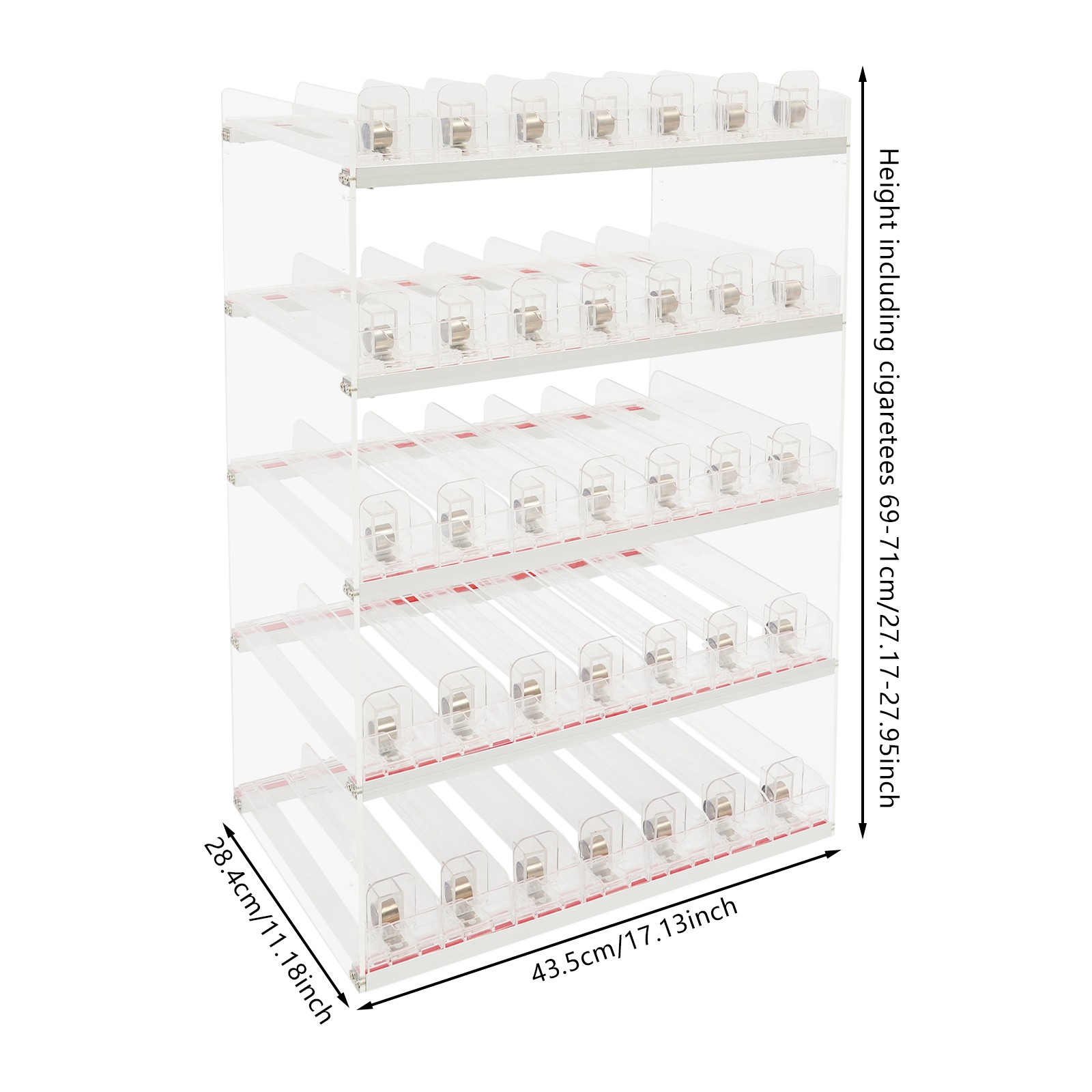 Wall Mounted Acrylic Cigarette Display Organizer With Auto Cigarette Pusher