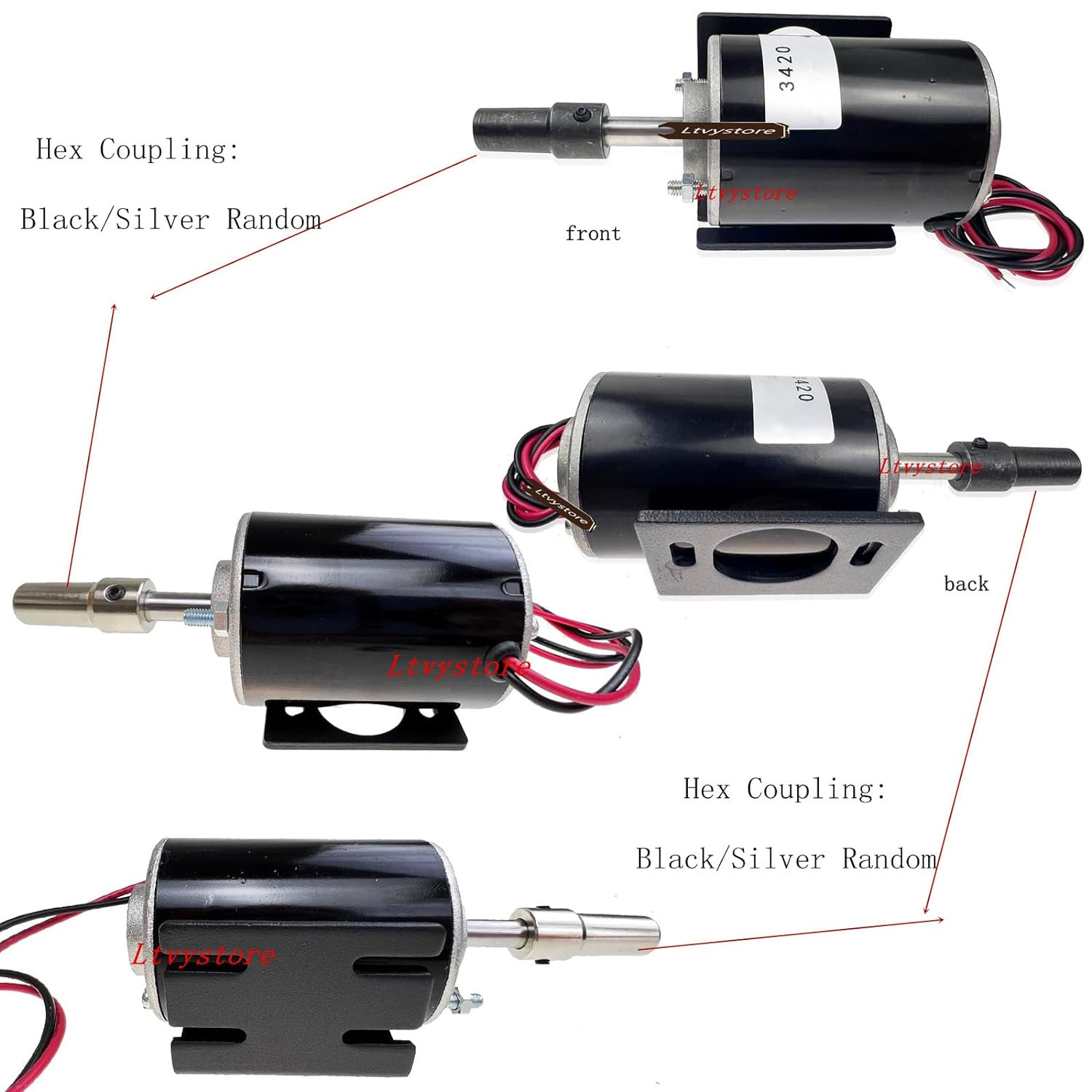12V Permanent Magnet DC Motor, 30W 3500RPM High Speed CW/CCW Electric Gear Motor