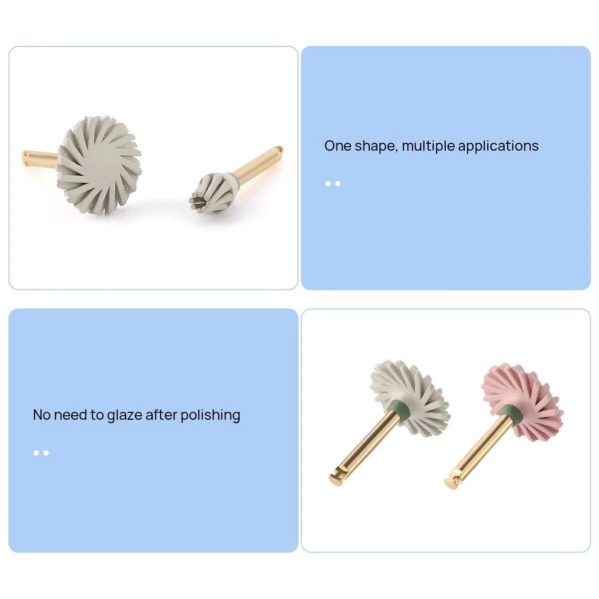 4 Pcs/Box Dental Diamond 135°C Autoclavable Composite Polishing Brush Wheels Kit