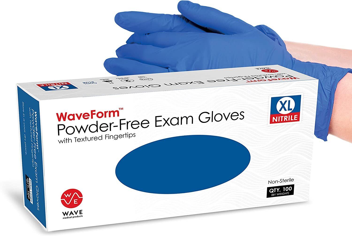 1000 Blue Nitrile Exam Medical Gloves 4 Mil, Latex & Powder Free 10 Boxes of 100