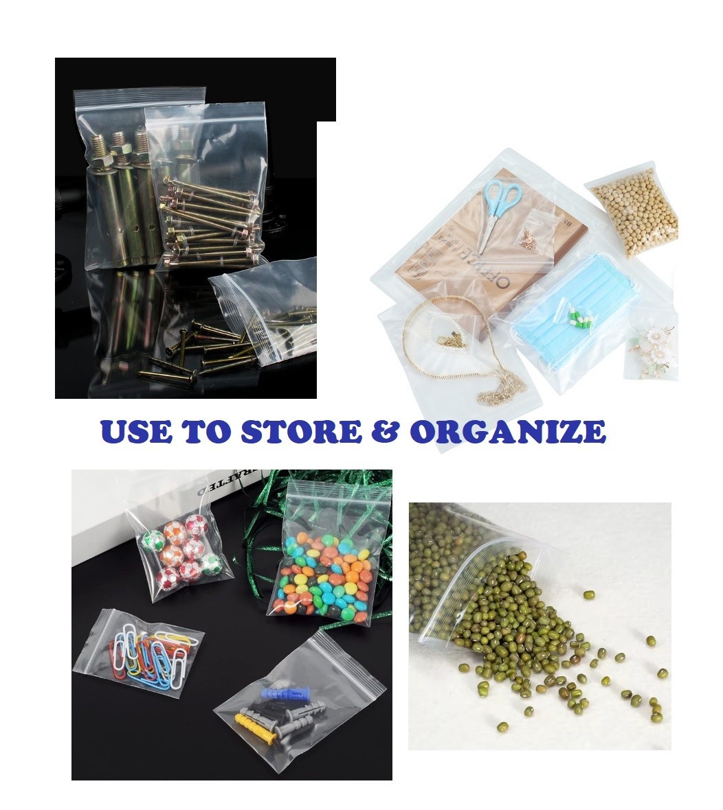 SKmax 2mil Reclosable Zipper Bags, Sizes 2×3, 3×5, 4×6, 5×8, 6×9, 8×10, 9×12