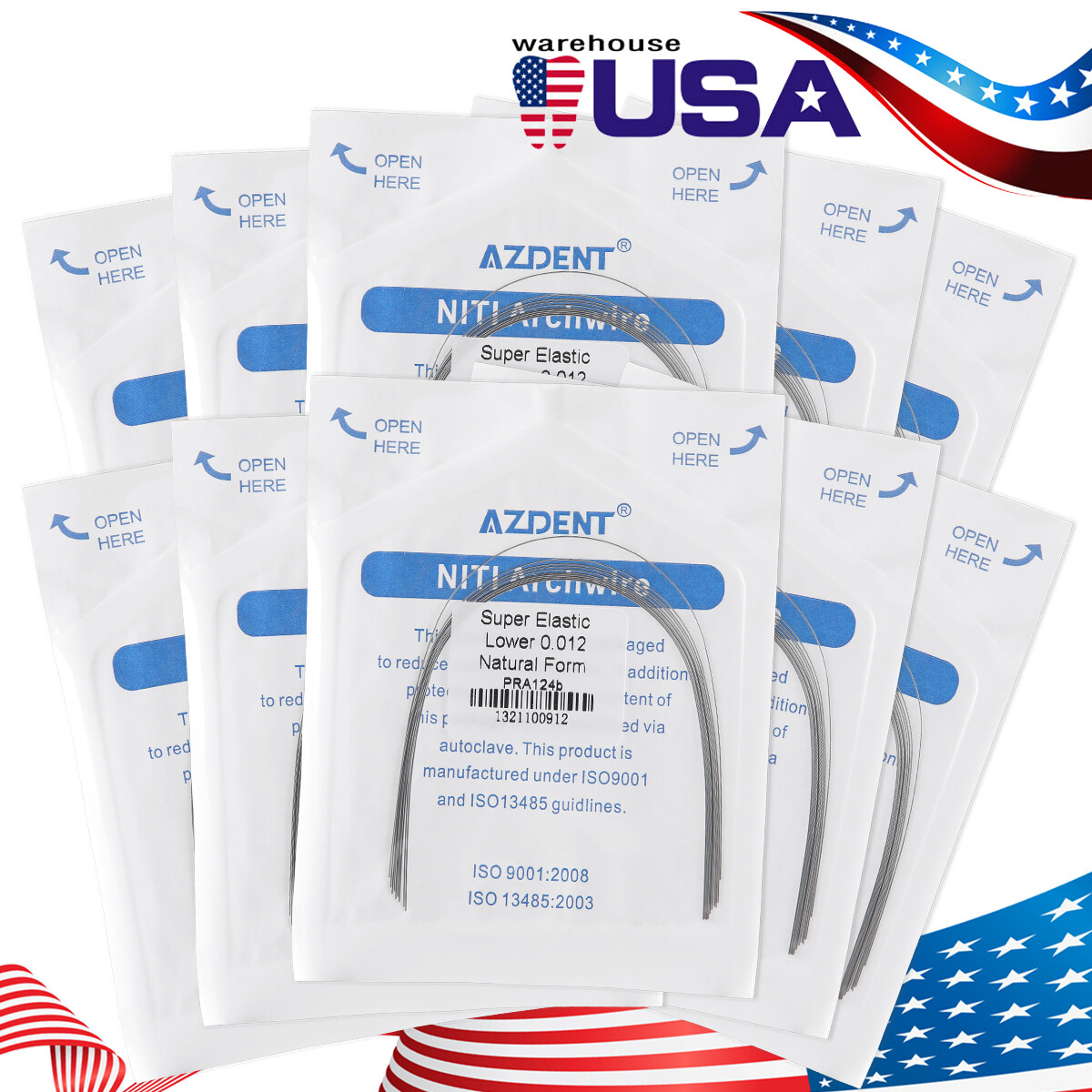 AZDENT Dental Orthodontic Super Elastic Niti Round Arch Wire Nature Form 012-020
