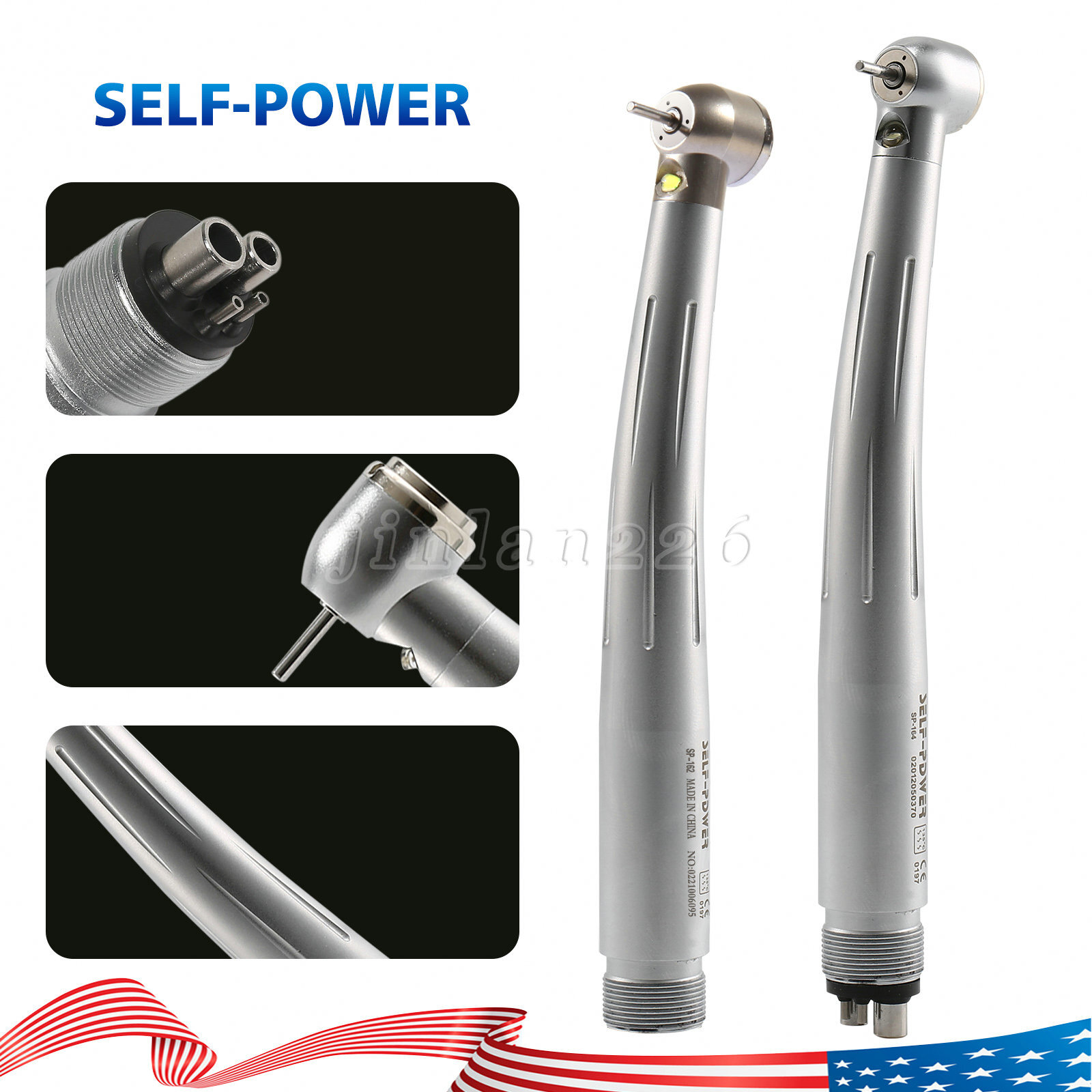 NSK Type Dental PANA Max High Speed LED Handpieces Internal Triple Spray Push CE