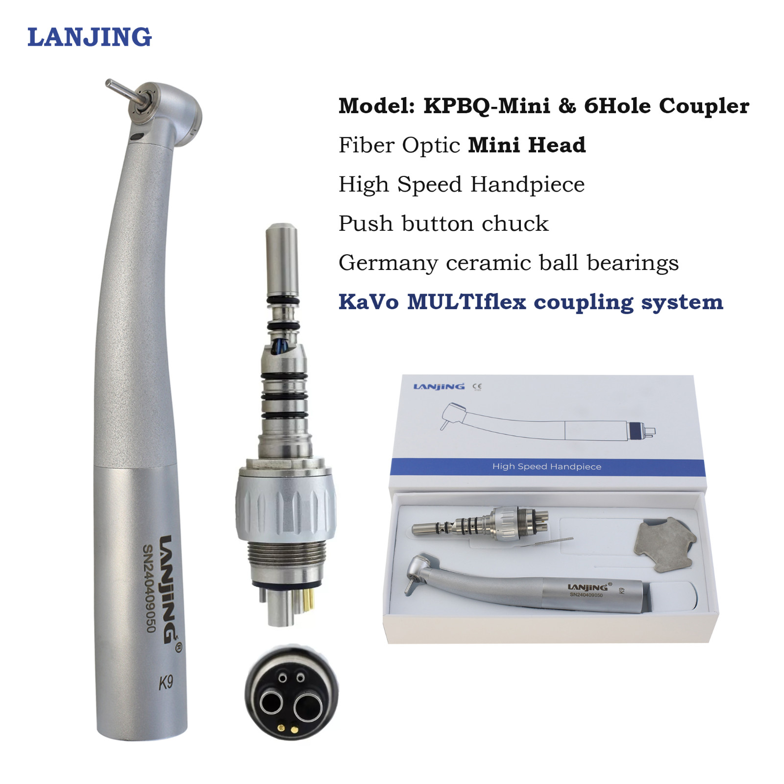 Dental High Speed Handpiece Mini LED Fiber Optic Small Head Turbine KAVO Coupler